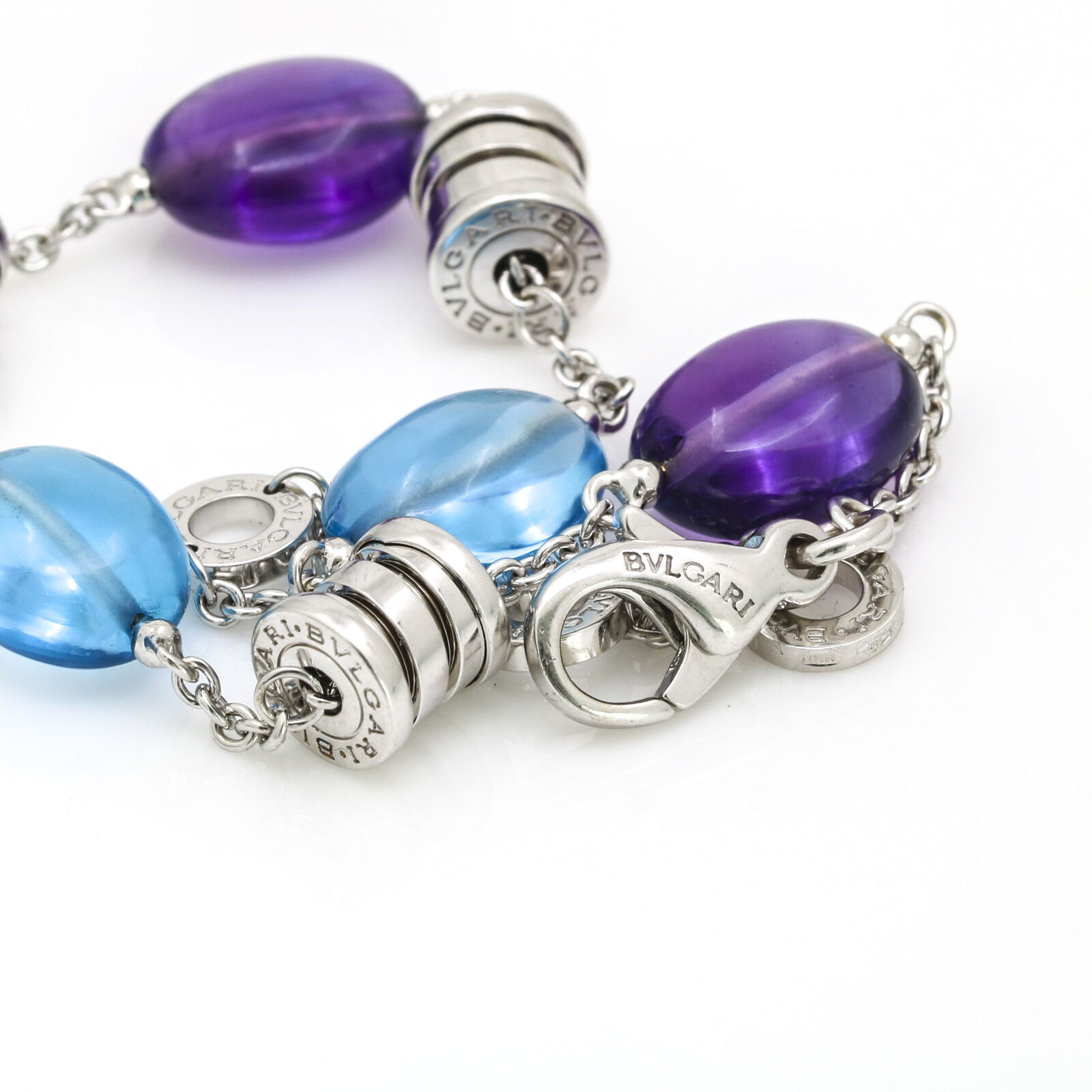 Bvlgari B.Zero1 18K White Gold Bracelet With Blue Topaz And