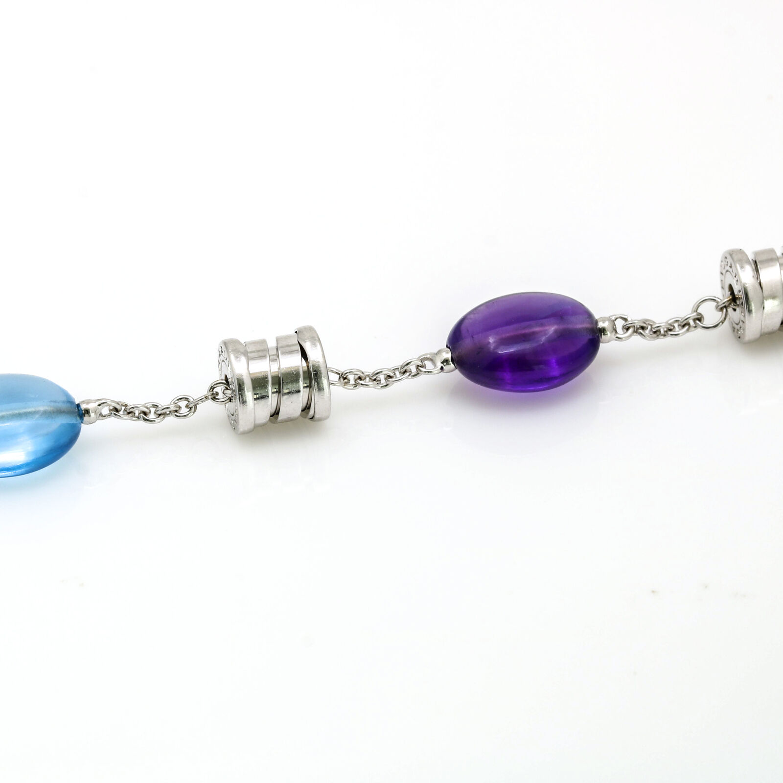 Bvlgari B.Zero1 18K White Gold Bracelet With Blue Topaz And