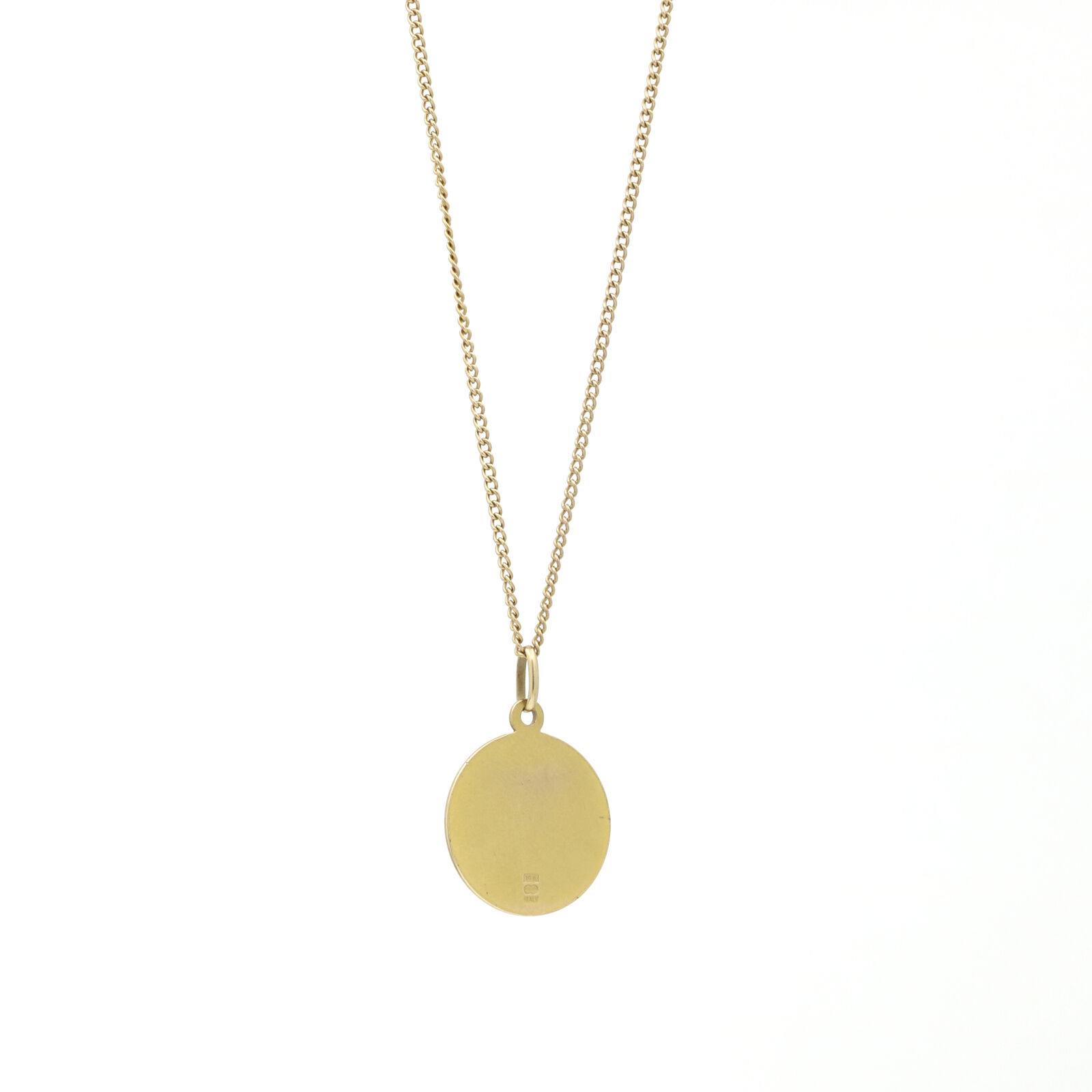 Cherub Angel Medallion Pendant Long Necklace in 14k Yellow Gold  24"