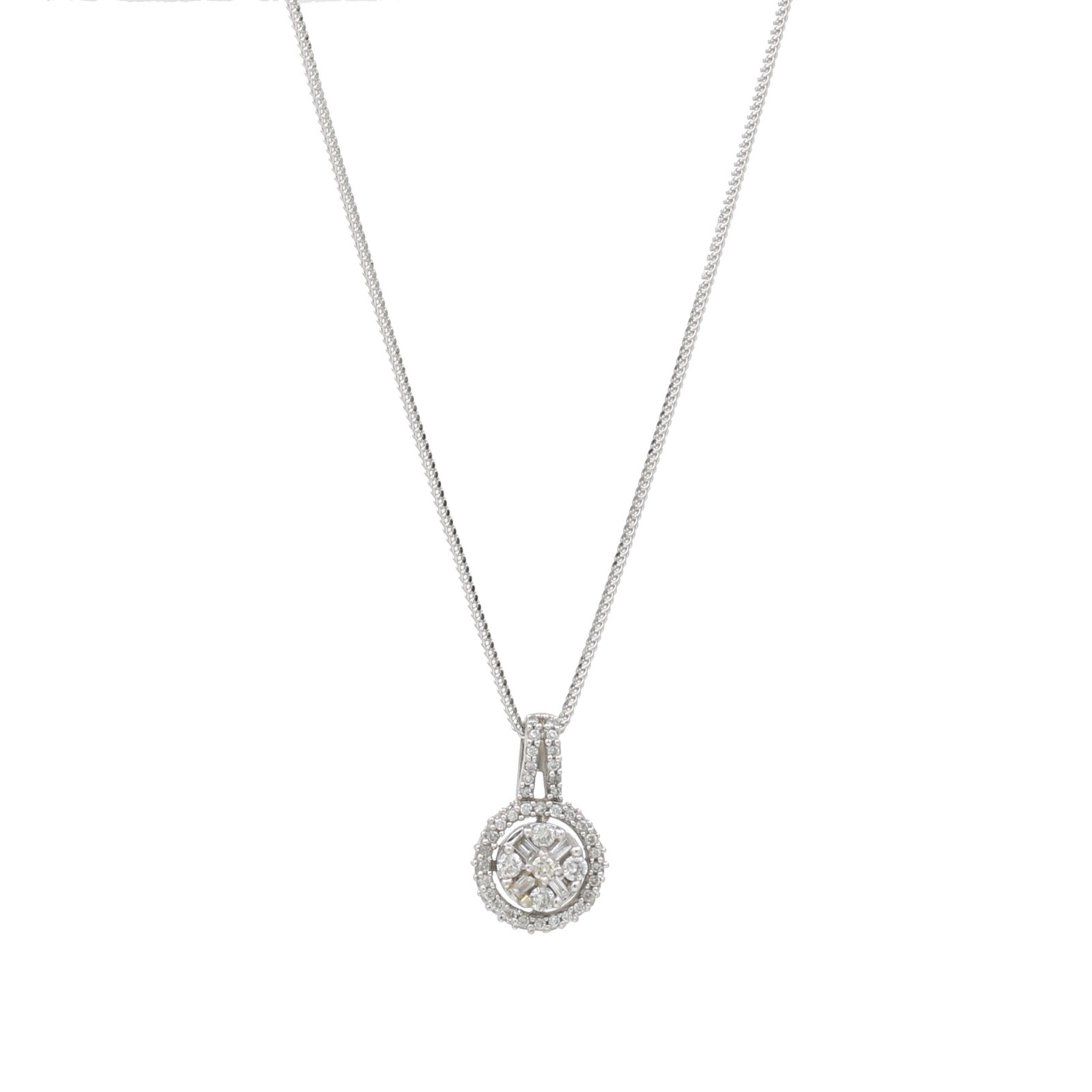 Women's Diamond Cluster Pendant Necklace in 14k White Gold