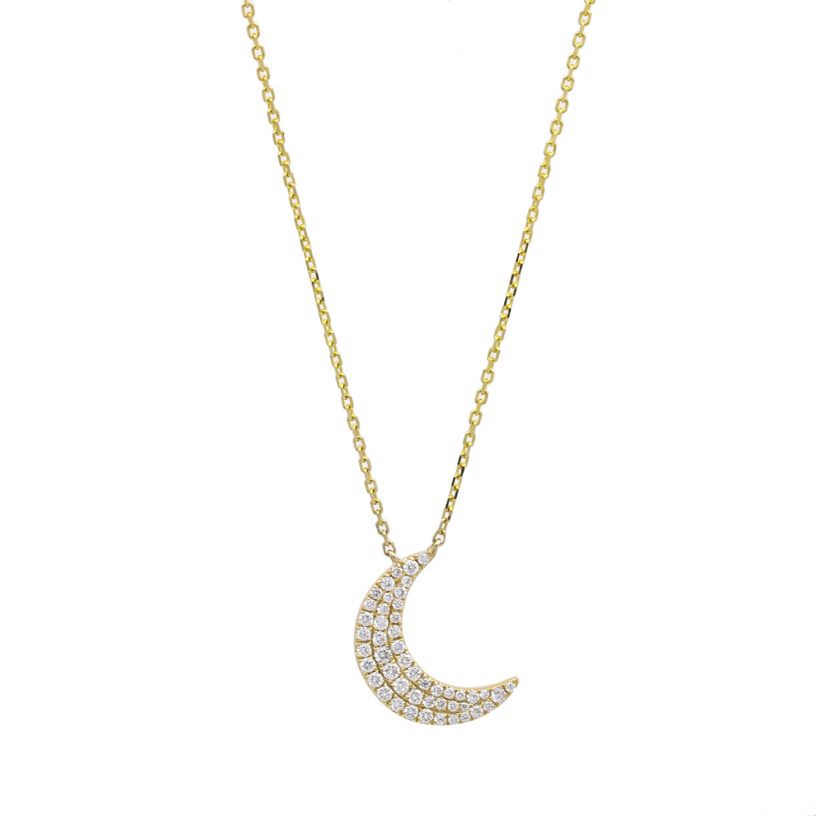 Women's Pave Diamond Half-Moon Pendant Necklace