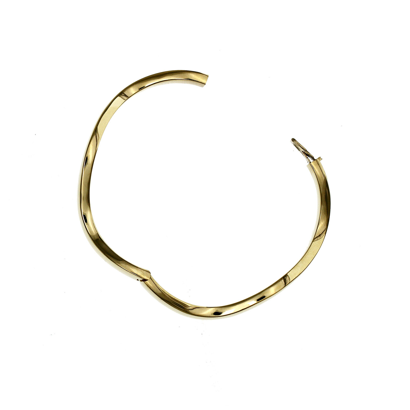 Tiffany & Co 18K Yellow Gold 7mm Zig Zag Wave Bangle Bracelet 19.7