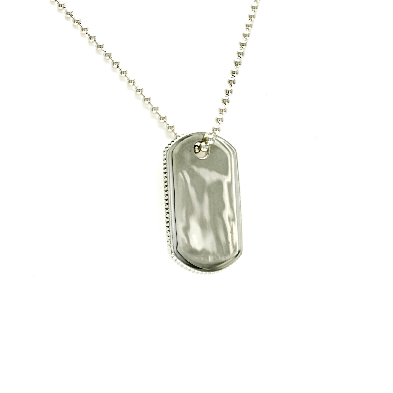 Au TIFFANY  CO 925 Sterling Silver Tog Tag  Pendant Necklace Size 24"