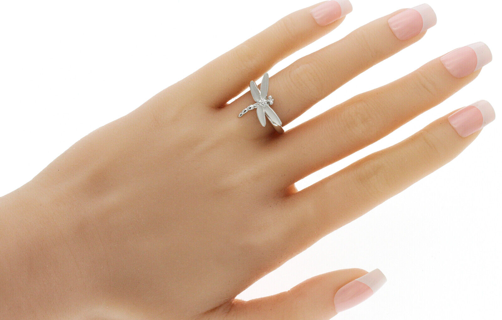 TIFFANY & CO. 18k White Gold Diamonds Dragonfly Ring Size 6.5
