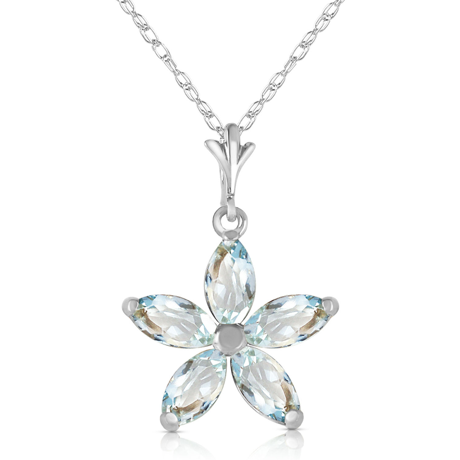 1.4 CTW 14K Solid White Gold Missouri Aquamarine Necklace