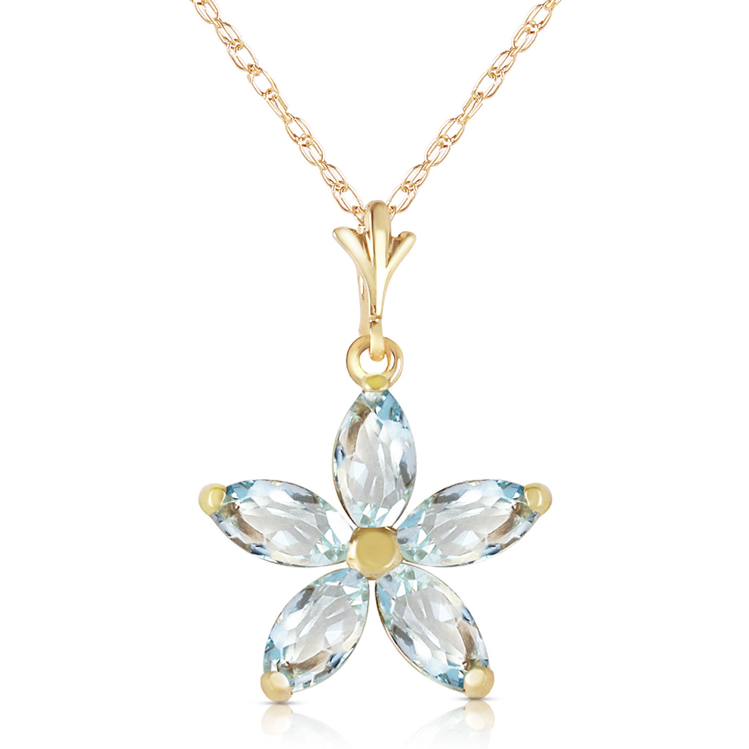 1.4 CTW 14K Solid Gold Insatiable Aquamarine Necklace