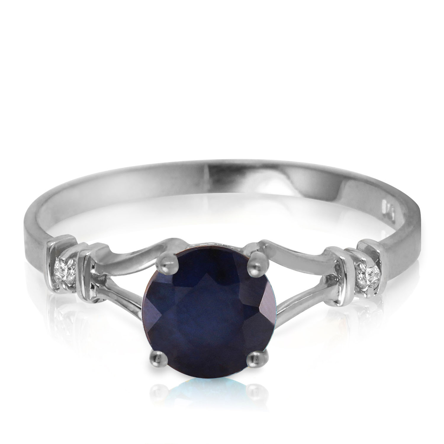 1.02 CTW 14K Solid White Gold Laughter To Express Sapphire Diamond Ring