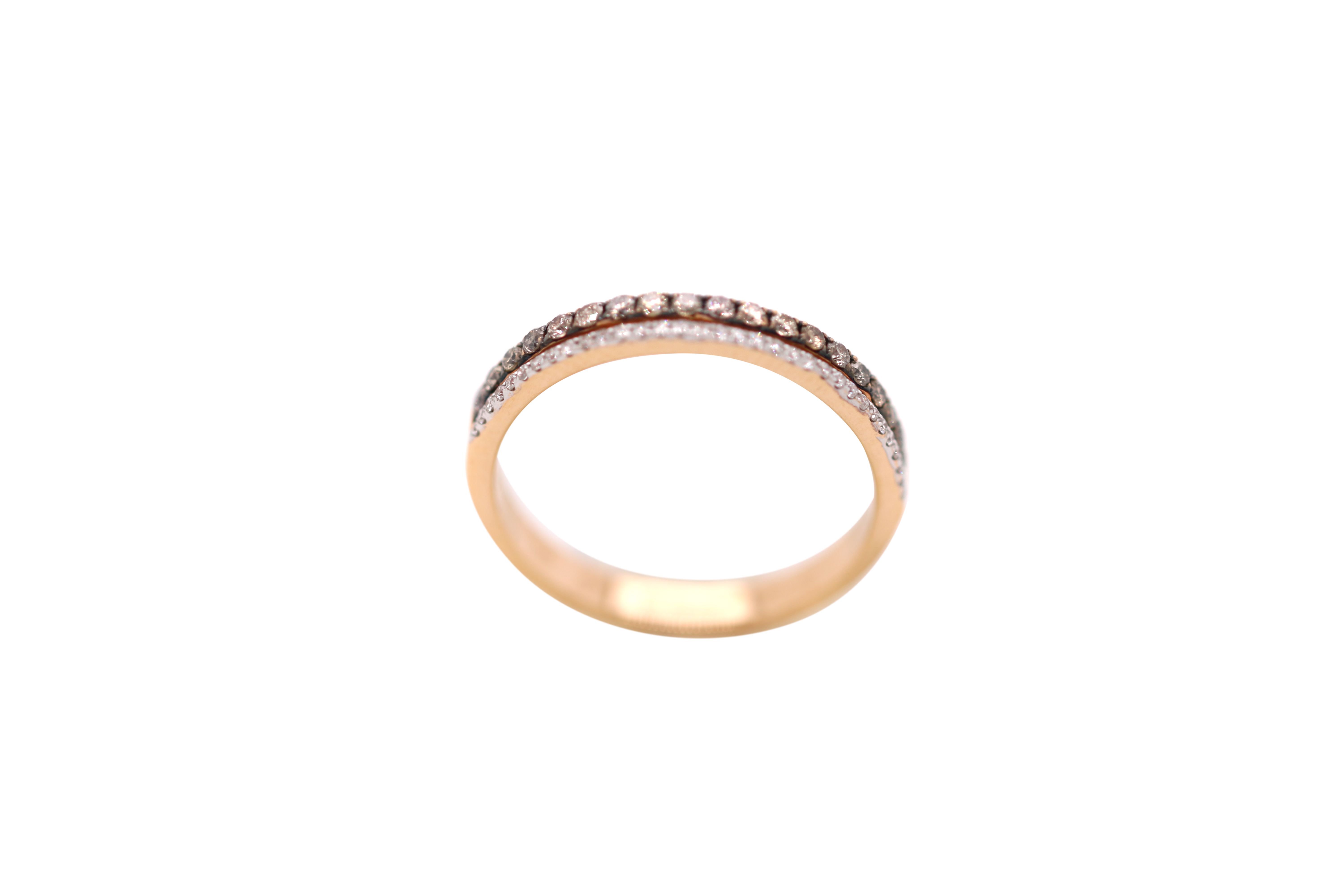 18k Rose Gold Brown and White Diamond Ring