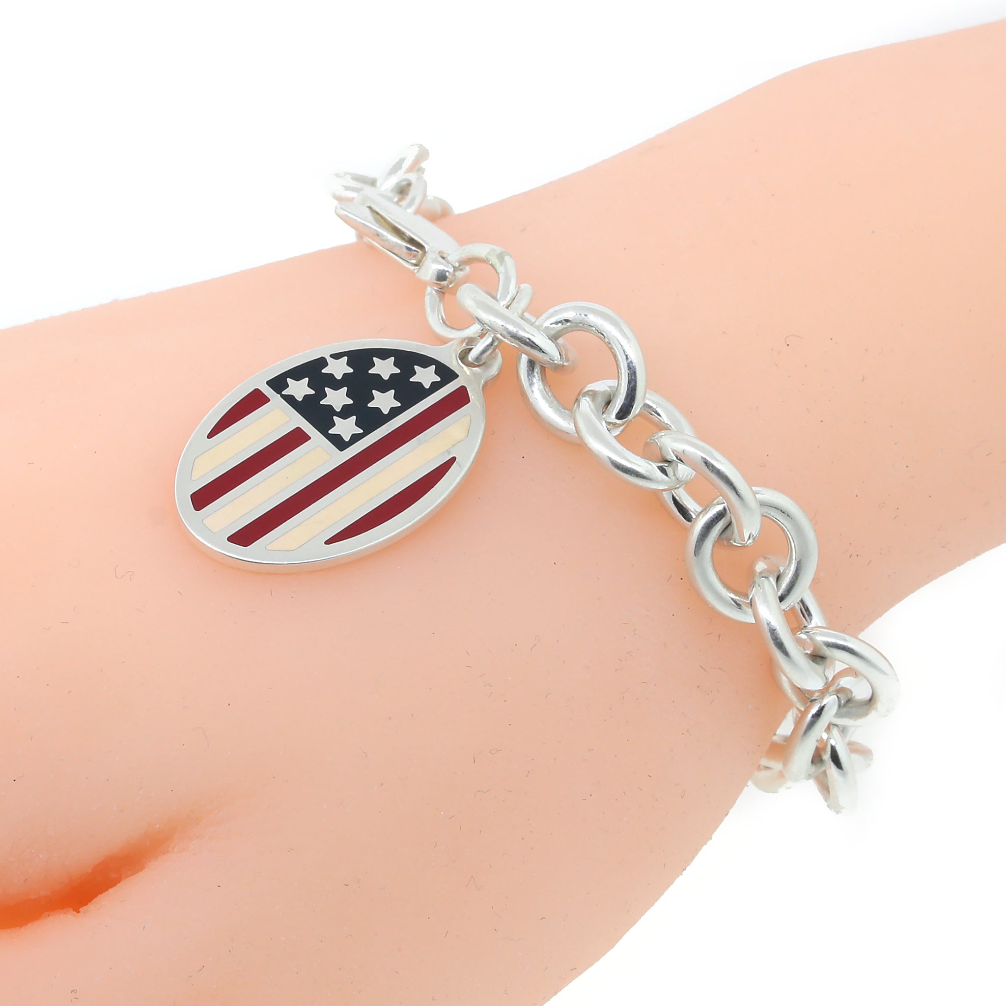 Tiffany & Co. アメリカ国旗ブレスレット Tiffany and Co. American Flag Sterling Silver Charm Bracelet