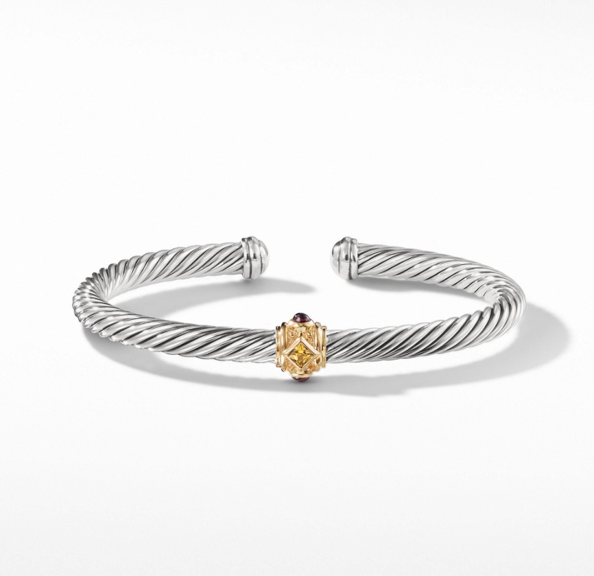 David Yurman Renaissance Bracelet with Citrine, Rhodalite Garnet and 14k Gold