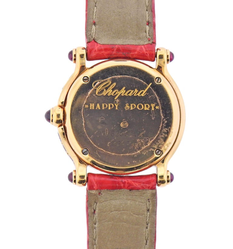 Chopard Happy Sport Pink Diamond Ruby Gold Watch