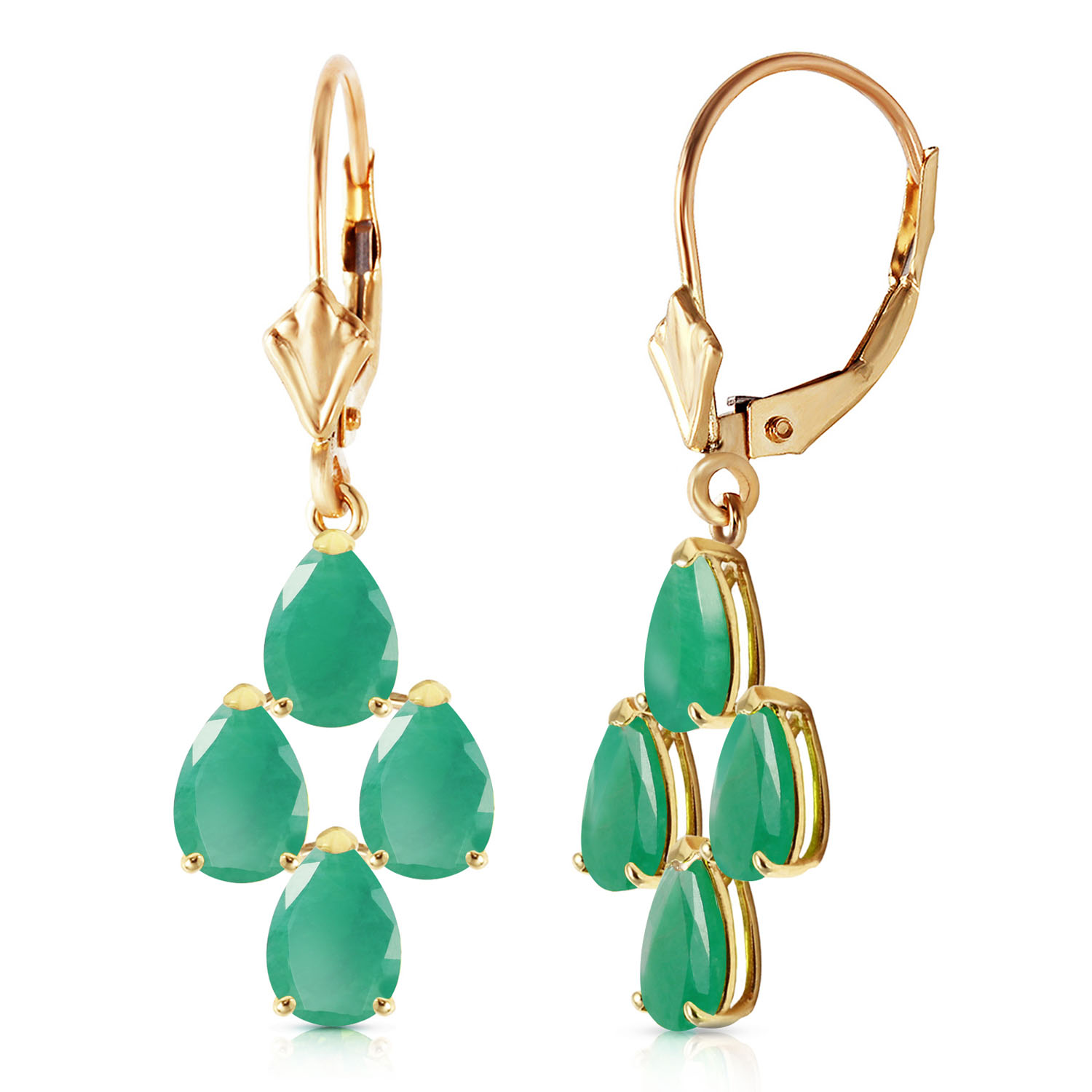 4.5 CTW 14K Solid Gold Evergreen Emerald Earrings