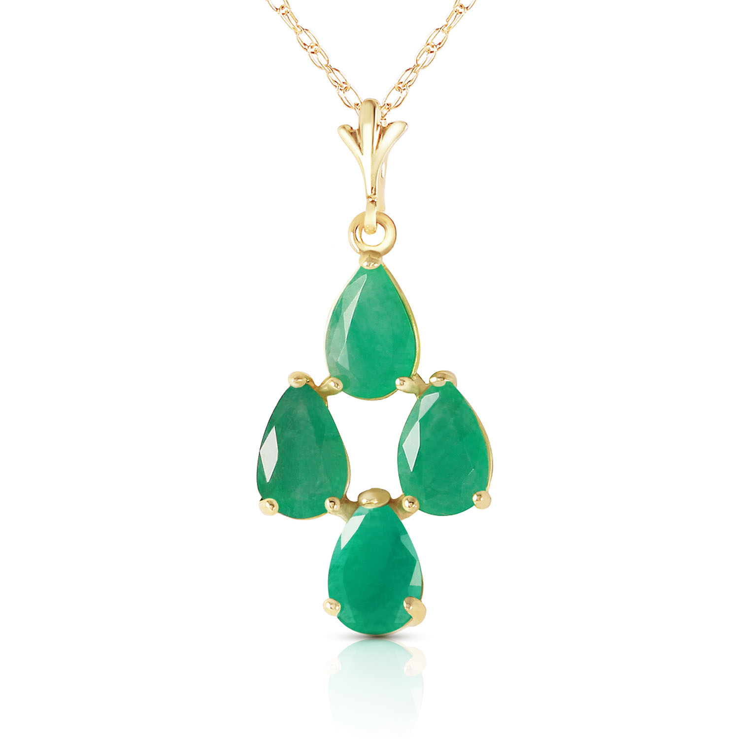 1.5 CTW 14K Solid Gold Love Portrait Emerald Necklace