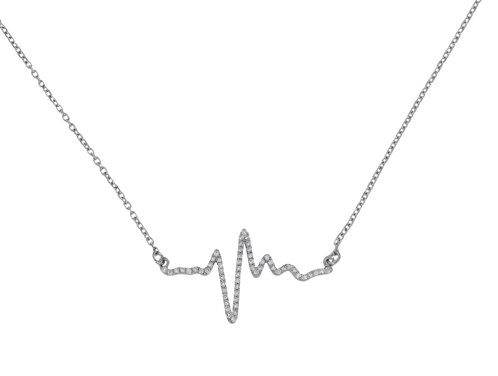 Heartbeat Charm in 14k White Gold with Diamonds