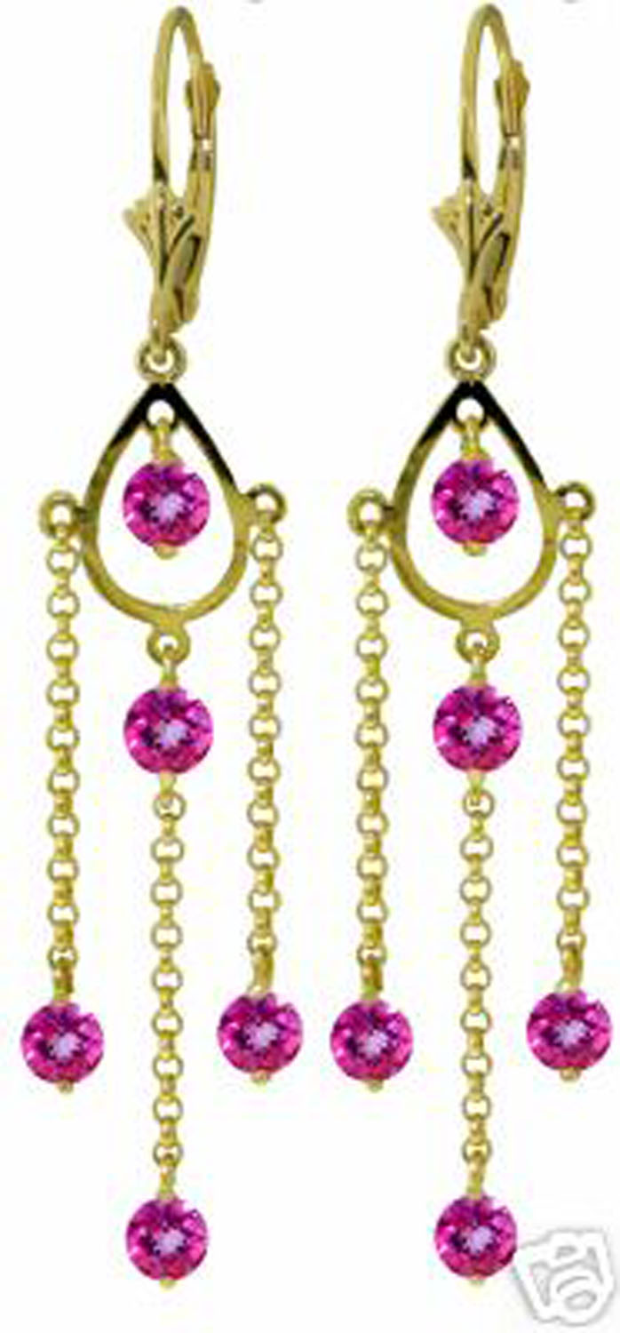 3 CTW 14K Solid Gold Gilded Age Pink Topaz Earrings