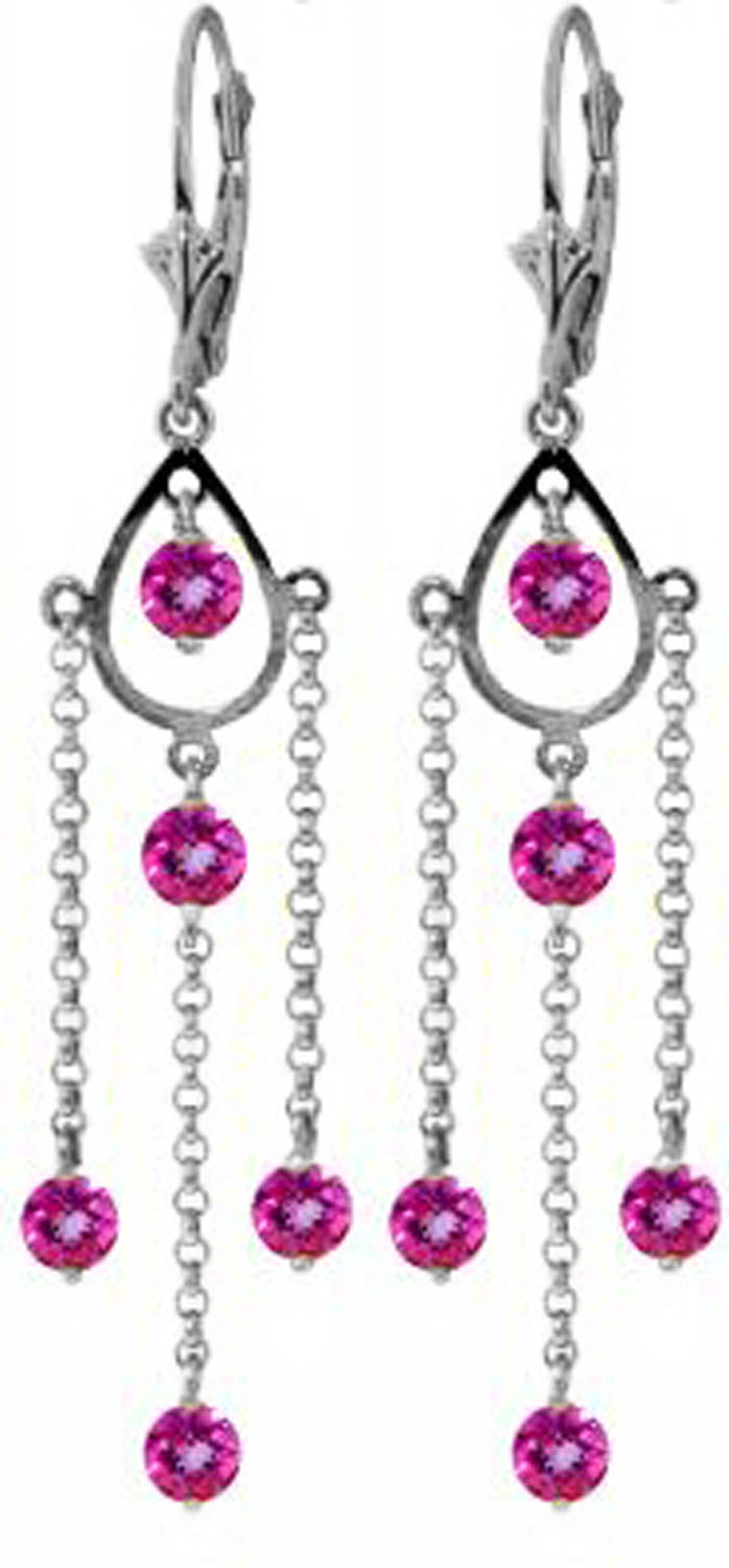 3 CTW 14K Solid White Gold Proof Of Love Pink Topaz Earrings