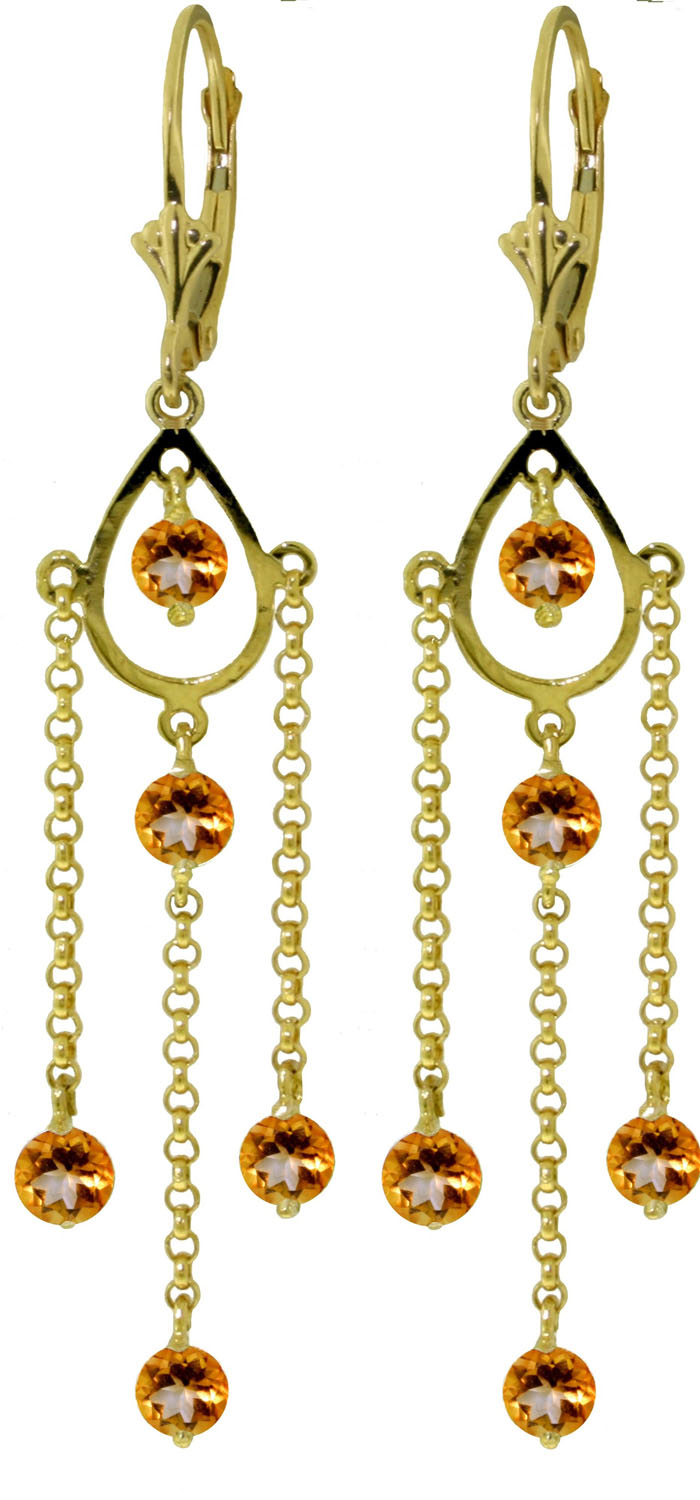 3 CTW 14K Solid Gold Gilded Age Citrine Earrings
