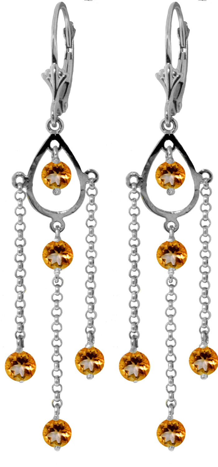 3 CTW 14K Solid White Gold Walking In The Sand Citrine Earrings