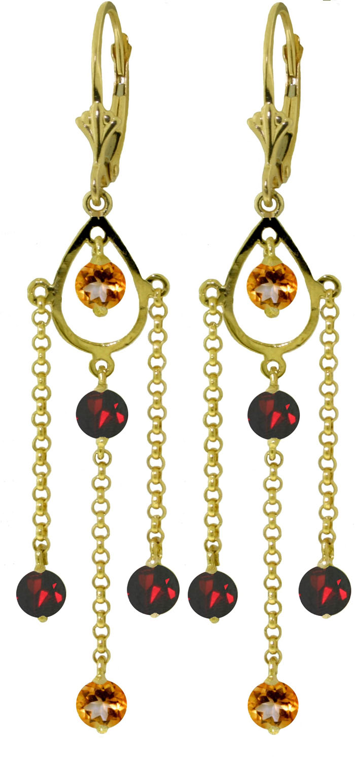 3 CTW 14K Solid Gold Gilded Age Citrine Garnet Earrings