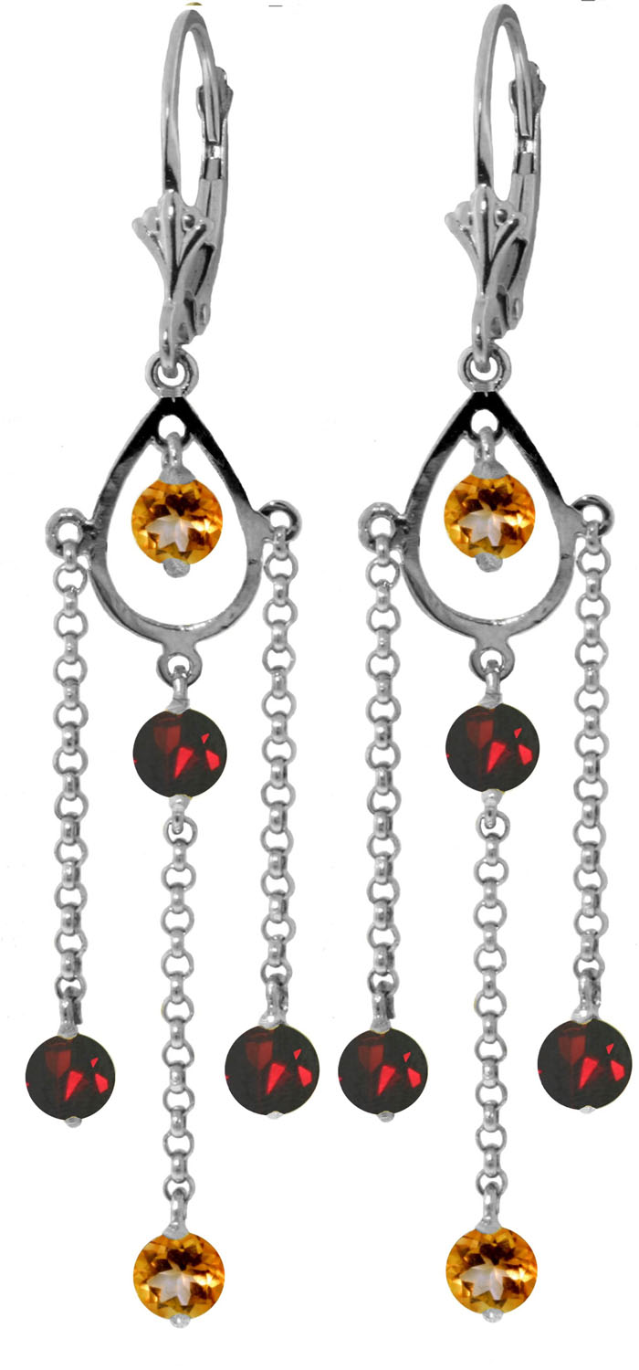 3 CTW 14K Solid White Gold Freedom Costs Citrine Garnet Earrings