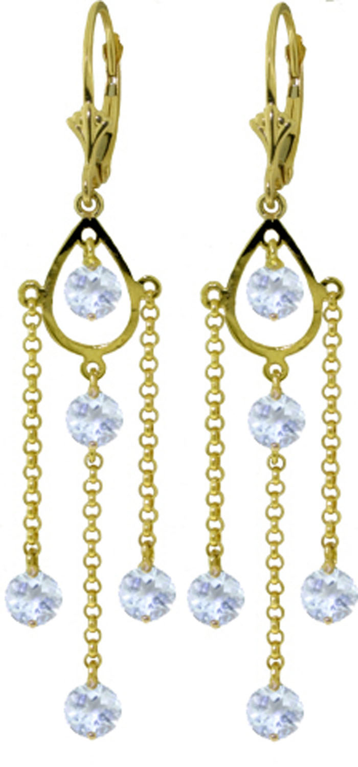 3 CTW 14K Solid Gold Chandelier Earrings Natural Aquamarine