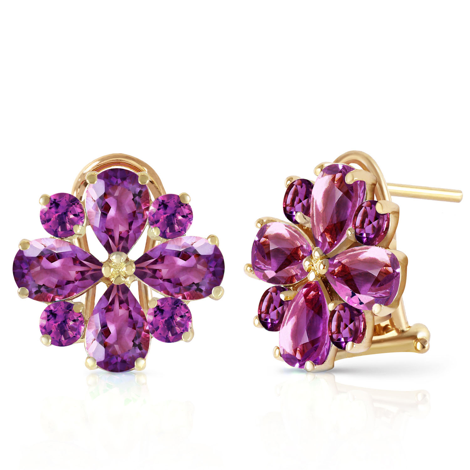 4.85 CTW 14K Solid Gold Fiore Amethyst Earrings