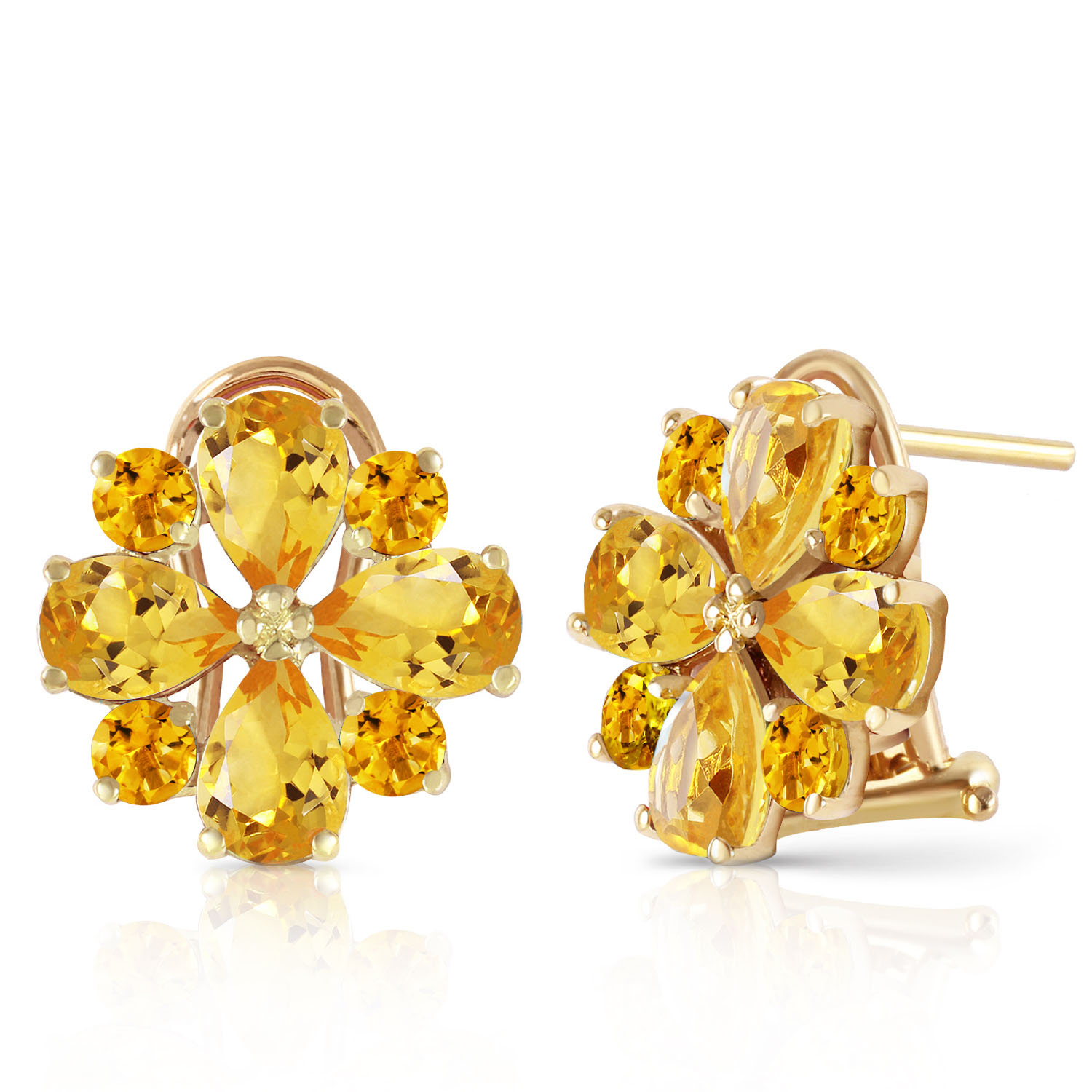 4.85 CTW 14K Solid Gold Fiore Citrine Earrings