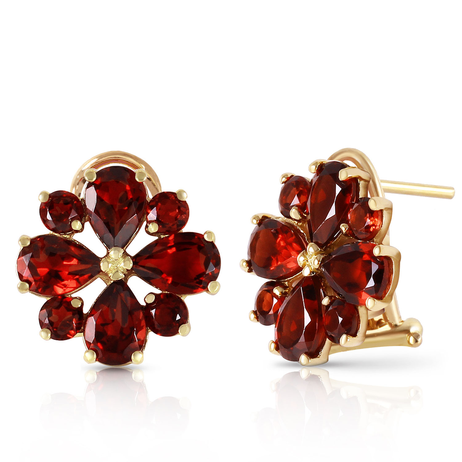 4.85 CTW 14K Solid Gold Fiore Garnet Earrings