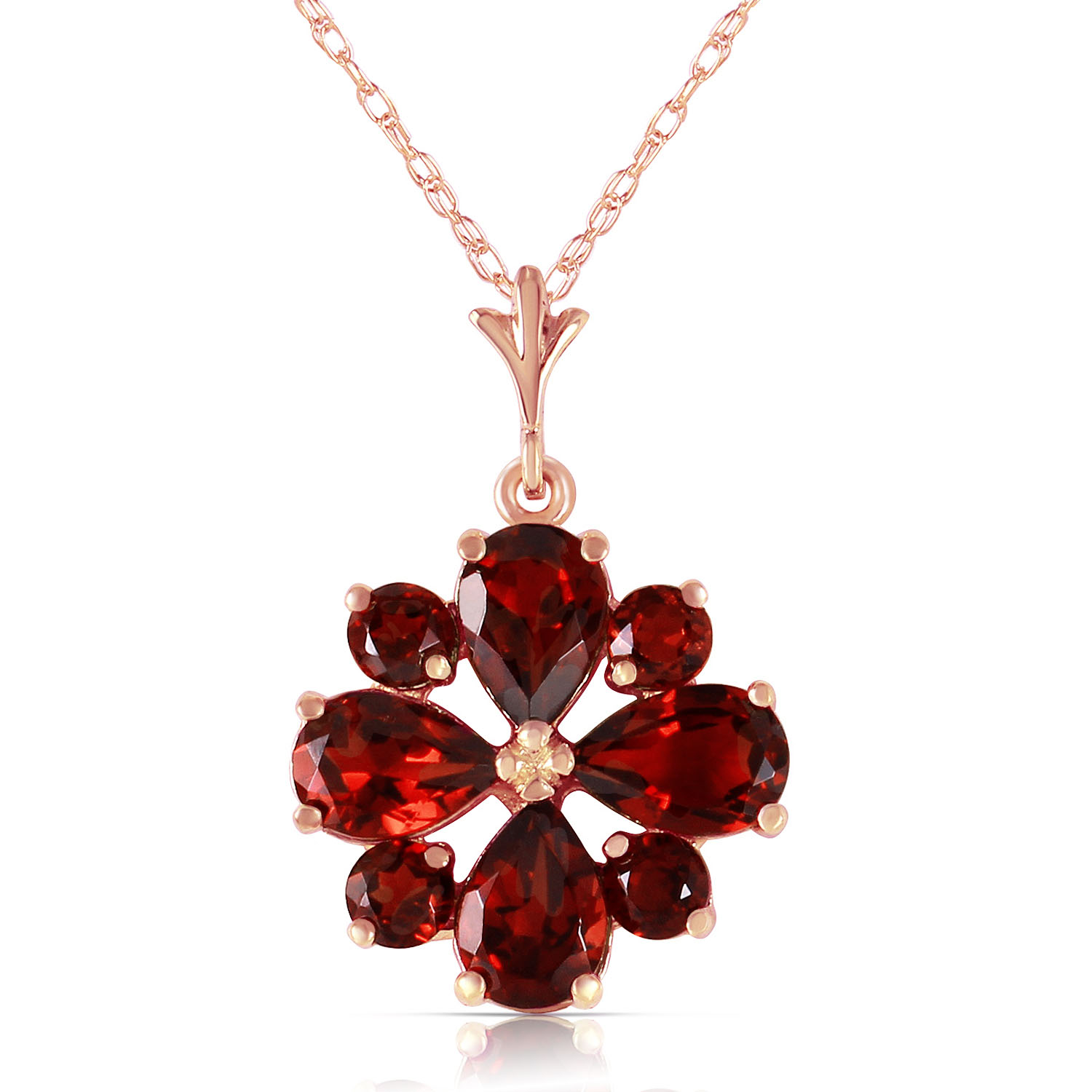 2.43 CTW 14K Solid Rose Gold Winter Garnet Necklace