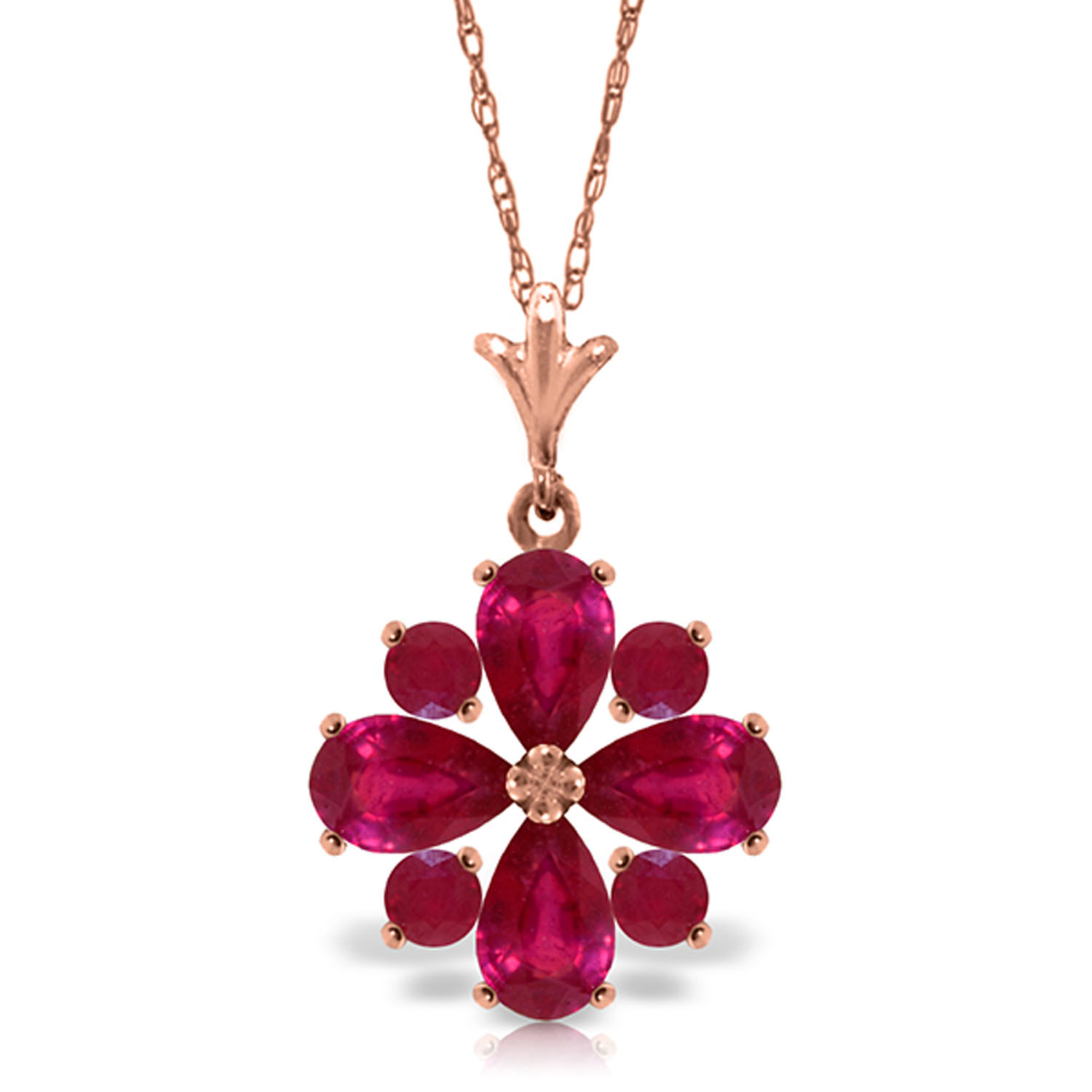 2.23 CTW 14K Solid Rose Gold Winter Ruby Necklace