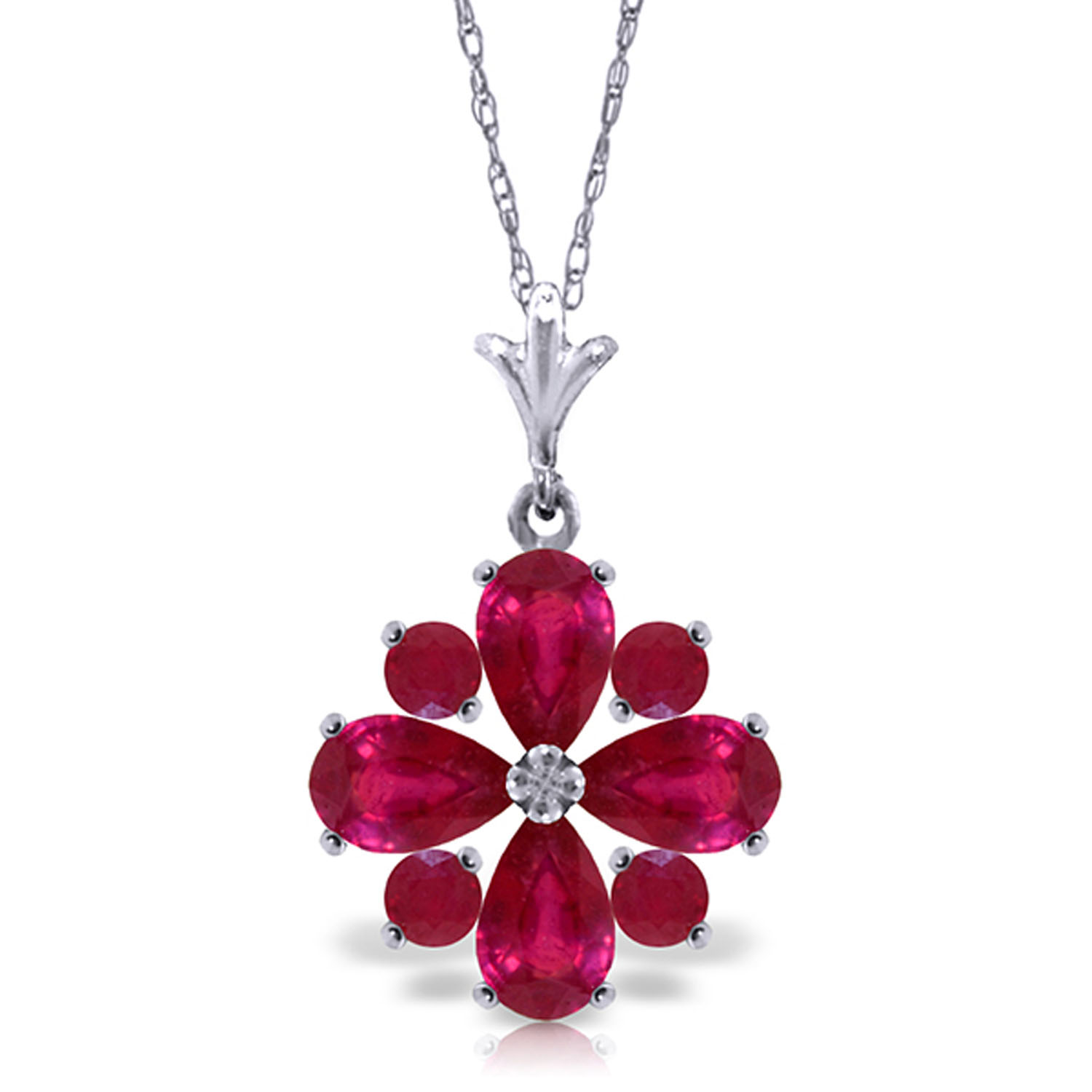 2.23 CTW 14K Solid White Gold Invincible Ruby Necklace