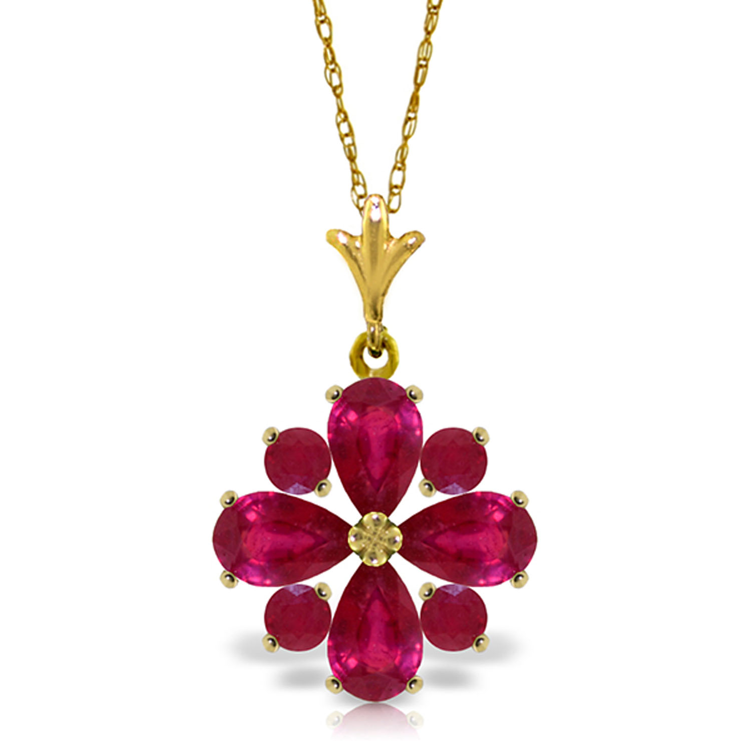 2.23 CTW 14K Solid Gold Rose In His Heart Ruby Necklace