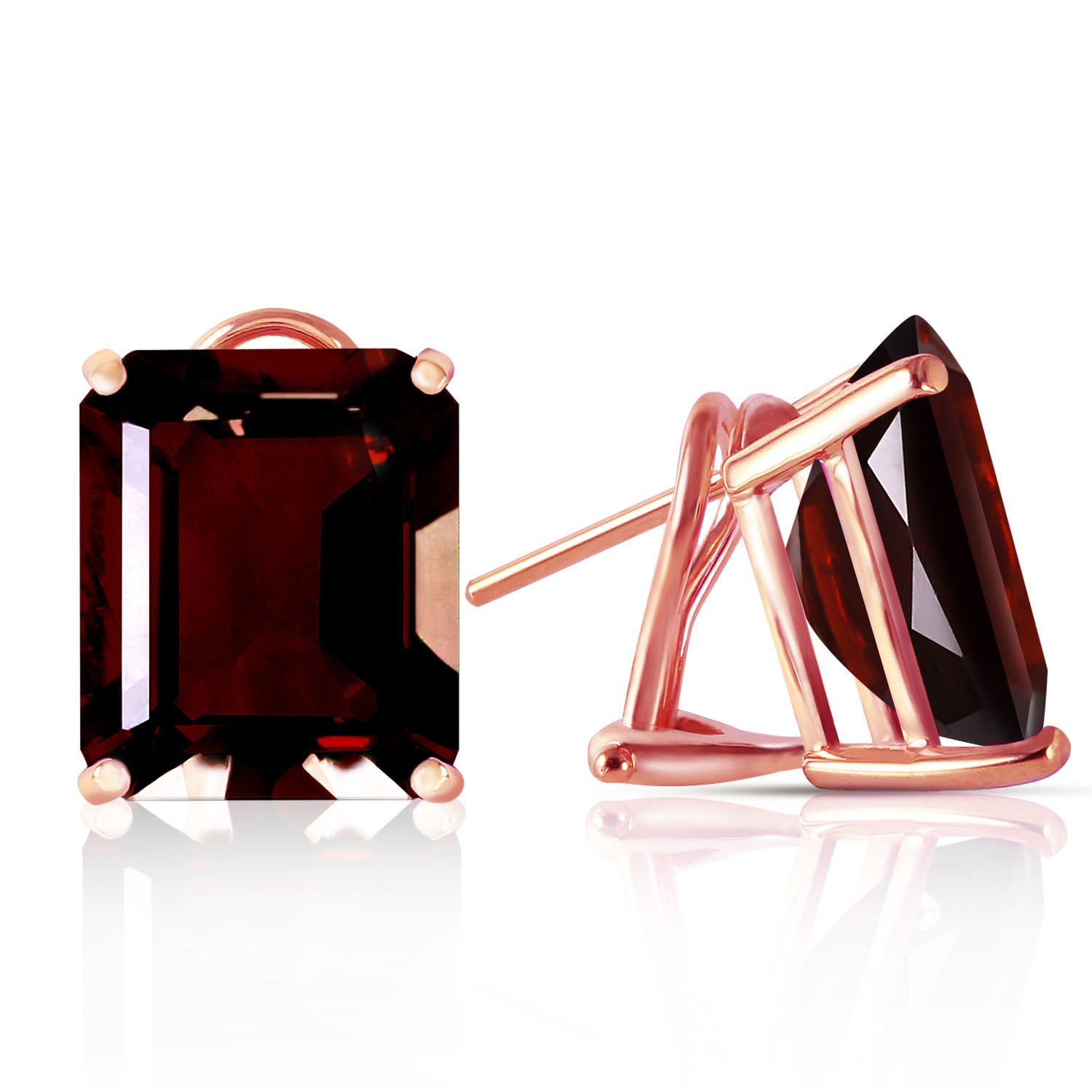 14 CTW 14K Solid Rose Gold Octagon Garnet Earrings