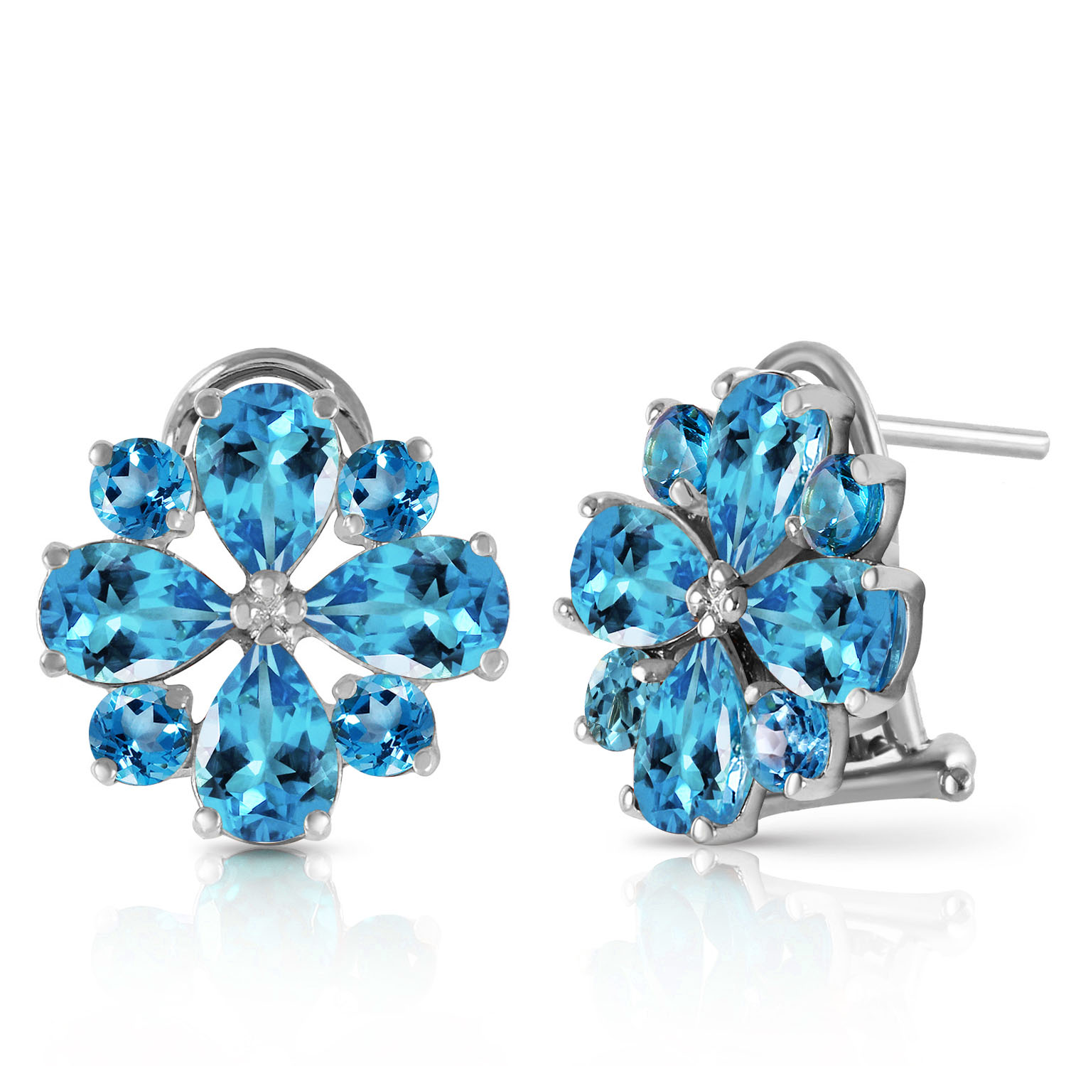 4.85 CTW 14K Solid White Gold Renowned Blue Topaz Earrings