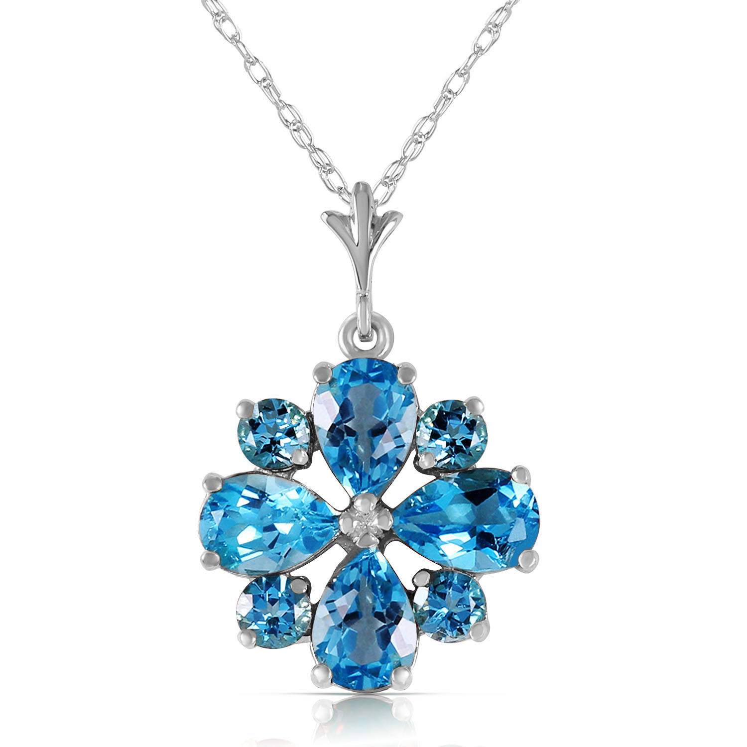 2.43 CTW 14K Solid White Gold Don't Haste Blue Topaz Necklace