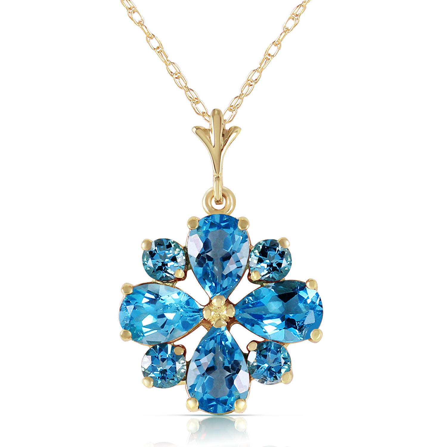 2.43 CTW 14K Solid Gold Beauvoire Blue Topaz Necklace