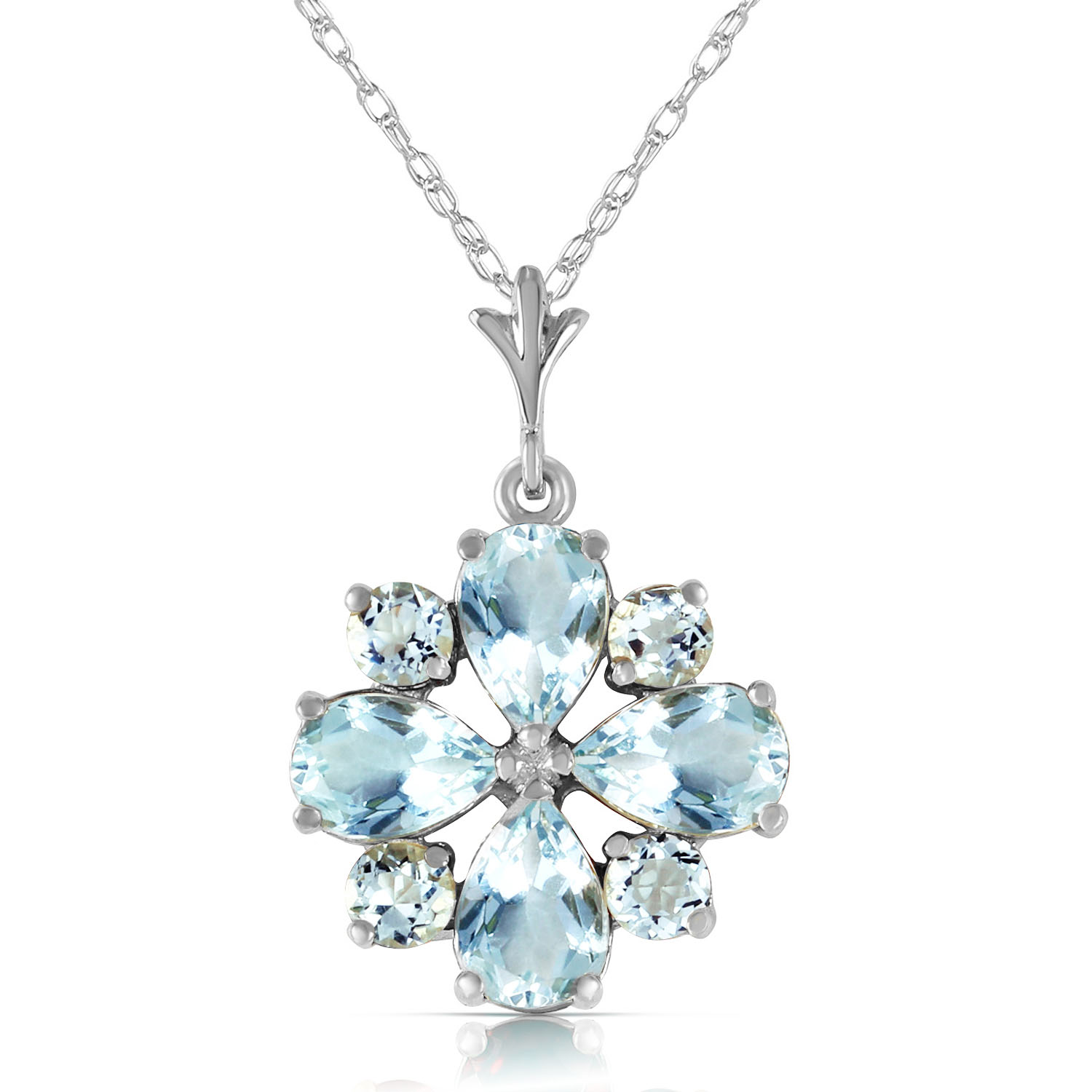 2.43 CTW 14K Solid White Gold Form Of Flattery Aquamarine Necklace