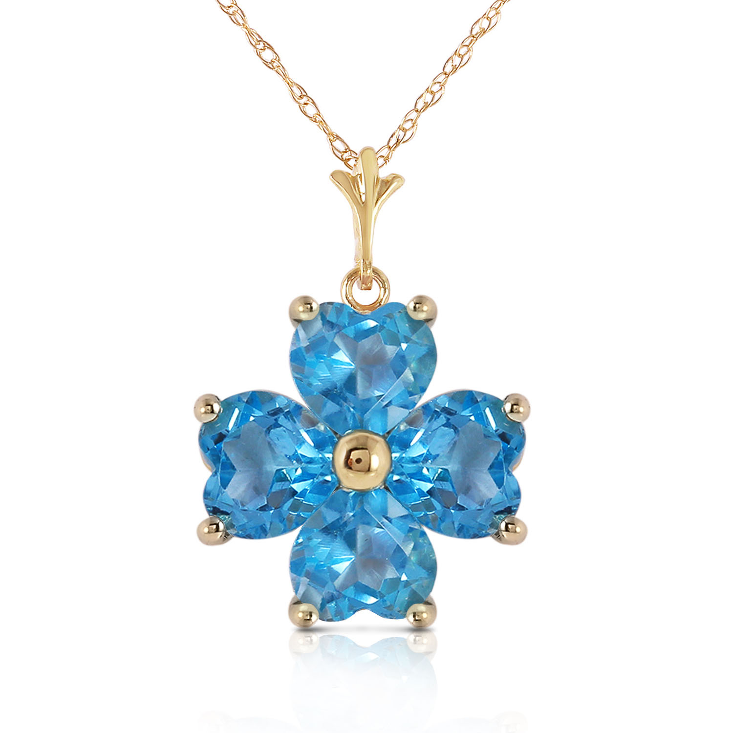3.8 CTW 14K Solid Gold Catch Me Blue Topaz Necklace
