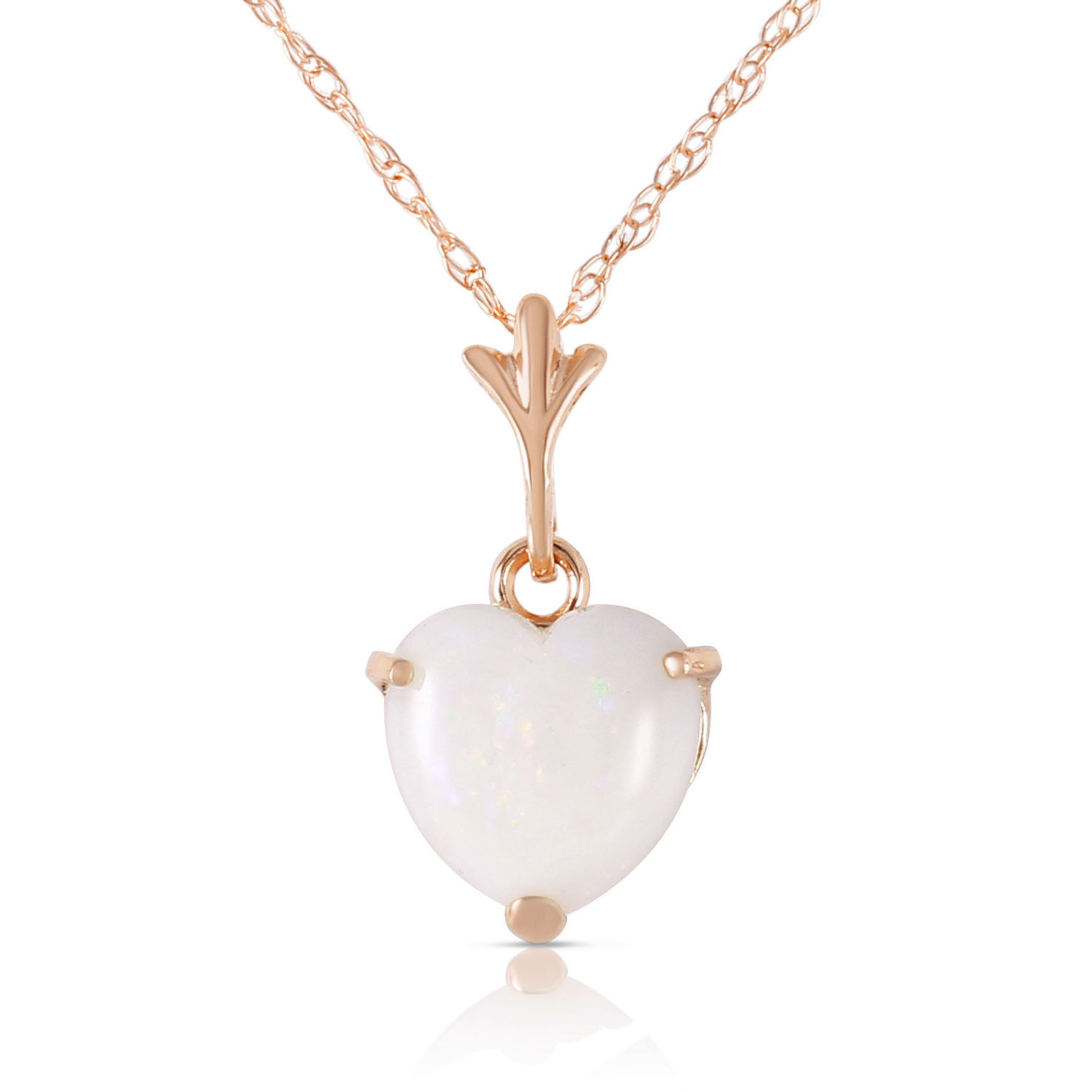 0.65 CTW 14K Solid Rose Gold Necklace Natural Heart Opal