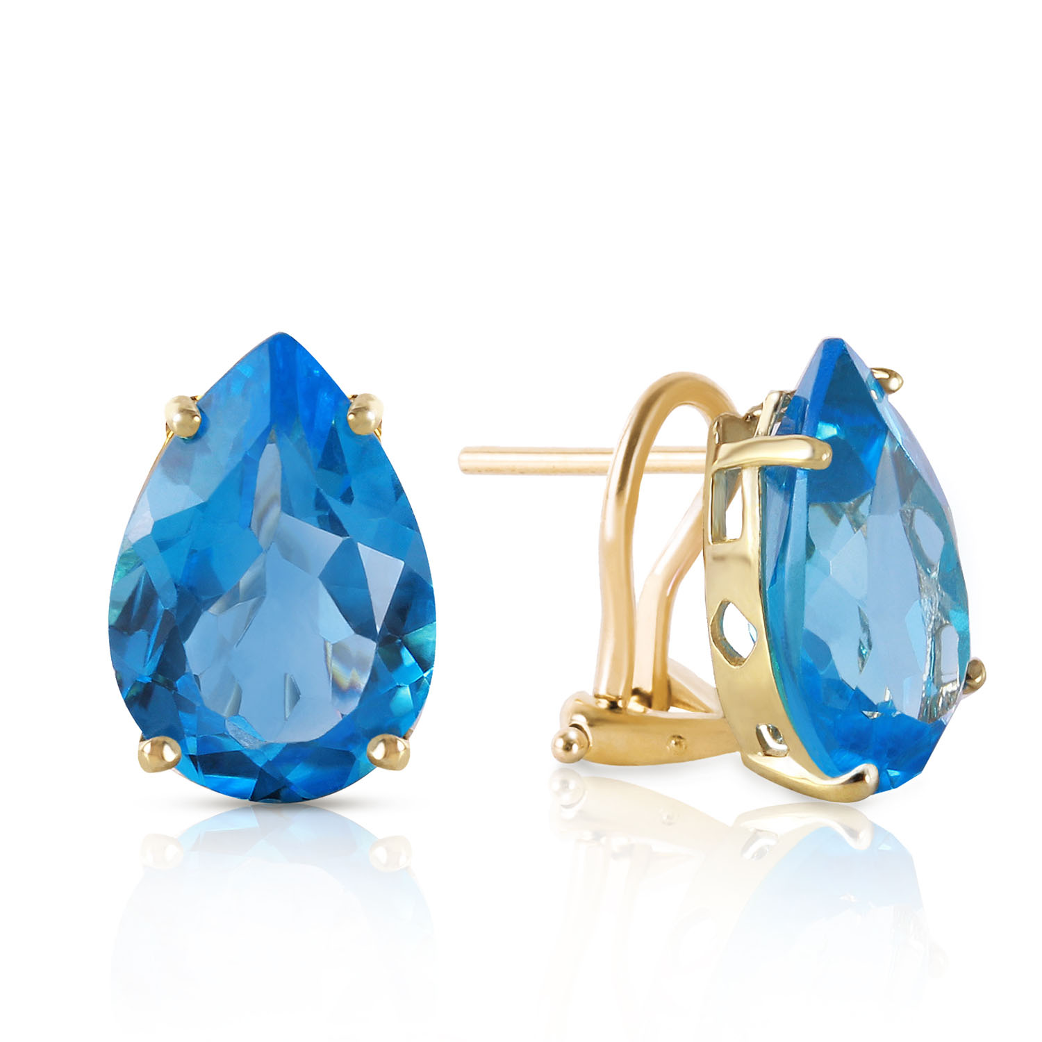 10 CTW 14K Solid Gold Inspiration Blue Topaz Earrings