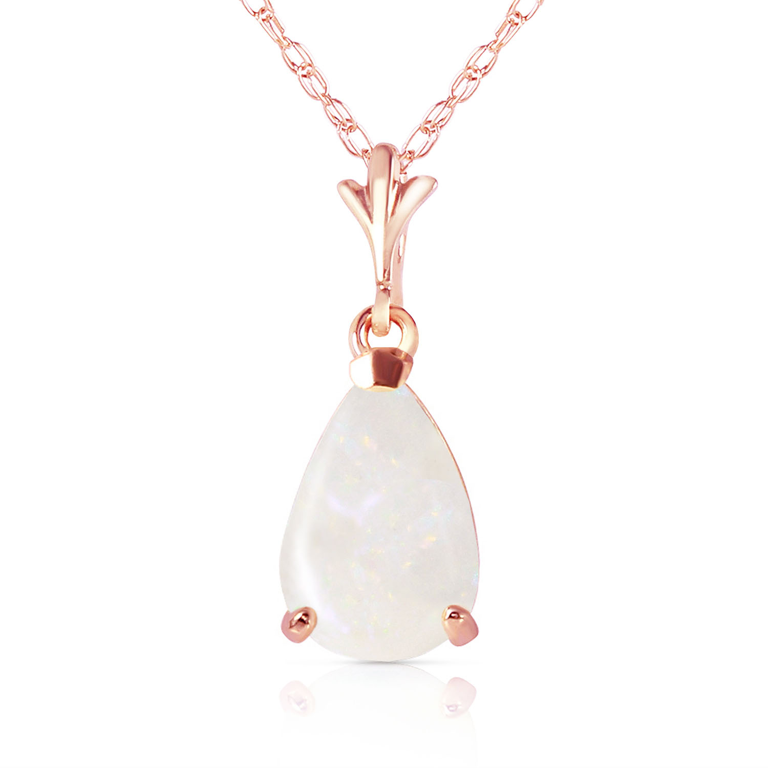0.77 CTW 14K Solid Rose Gold Necklace Natural Opal