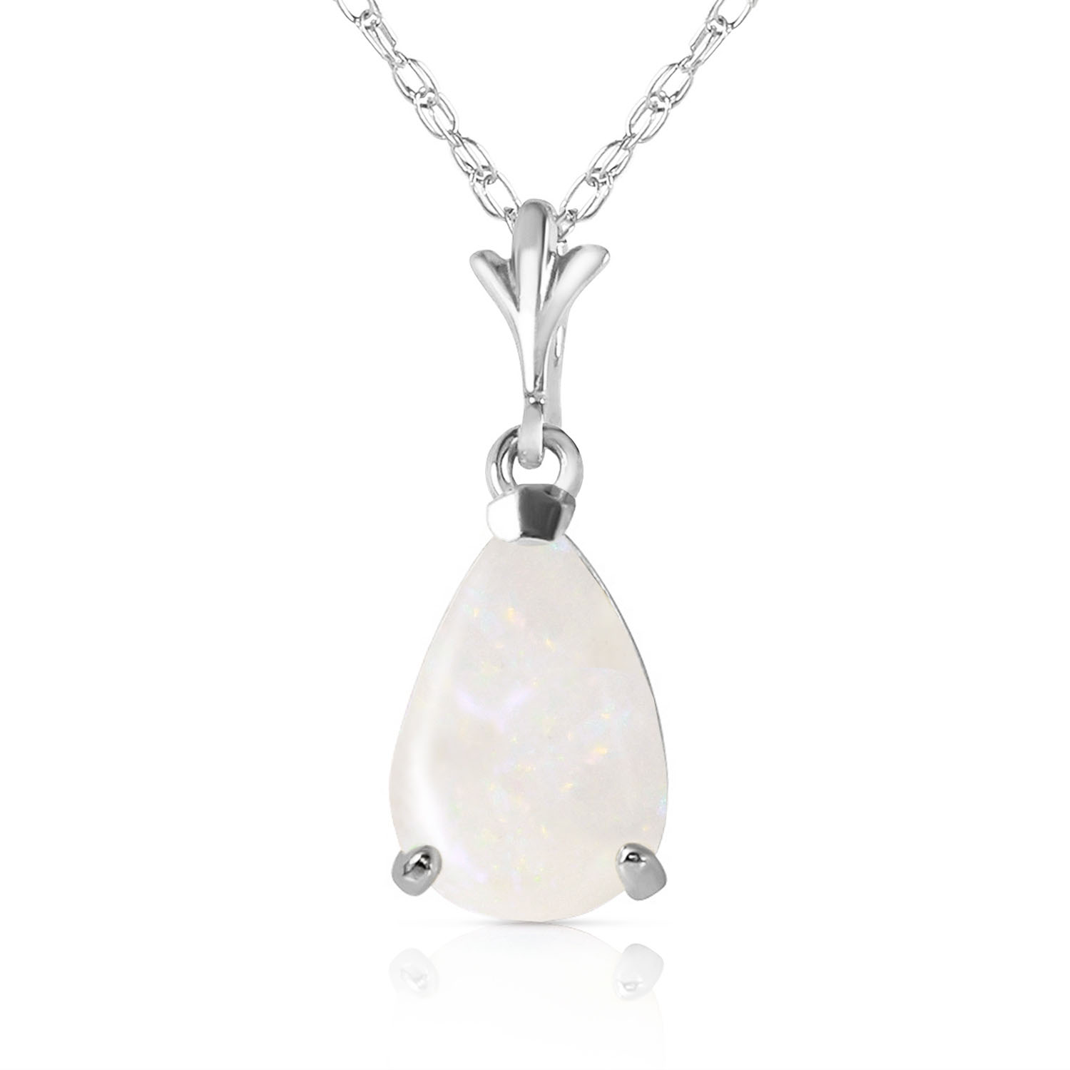 0.77 CTW 14K Solid White Gold Necklace Natural Opal