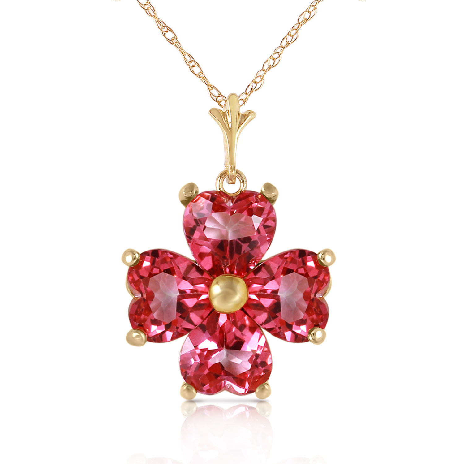 3.8 CTW 14K Solid Gold Orchid Love Pink Topaz Necklace