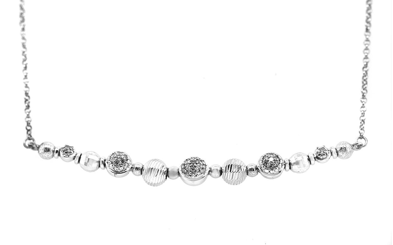 Sterling Silver and Diamond Bar Necklace