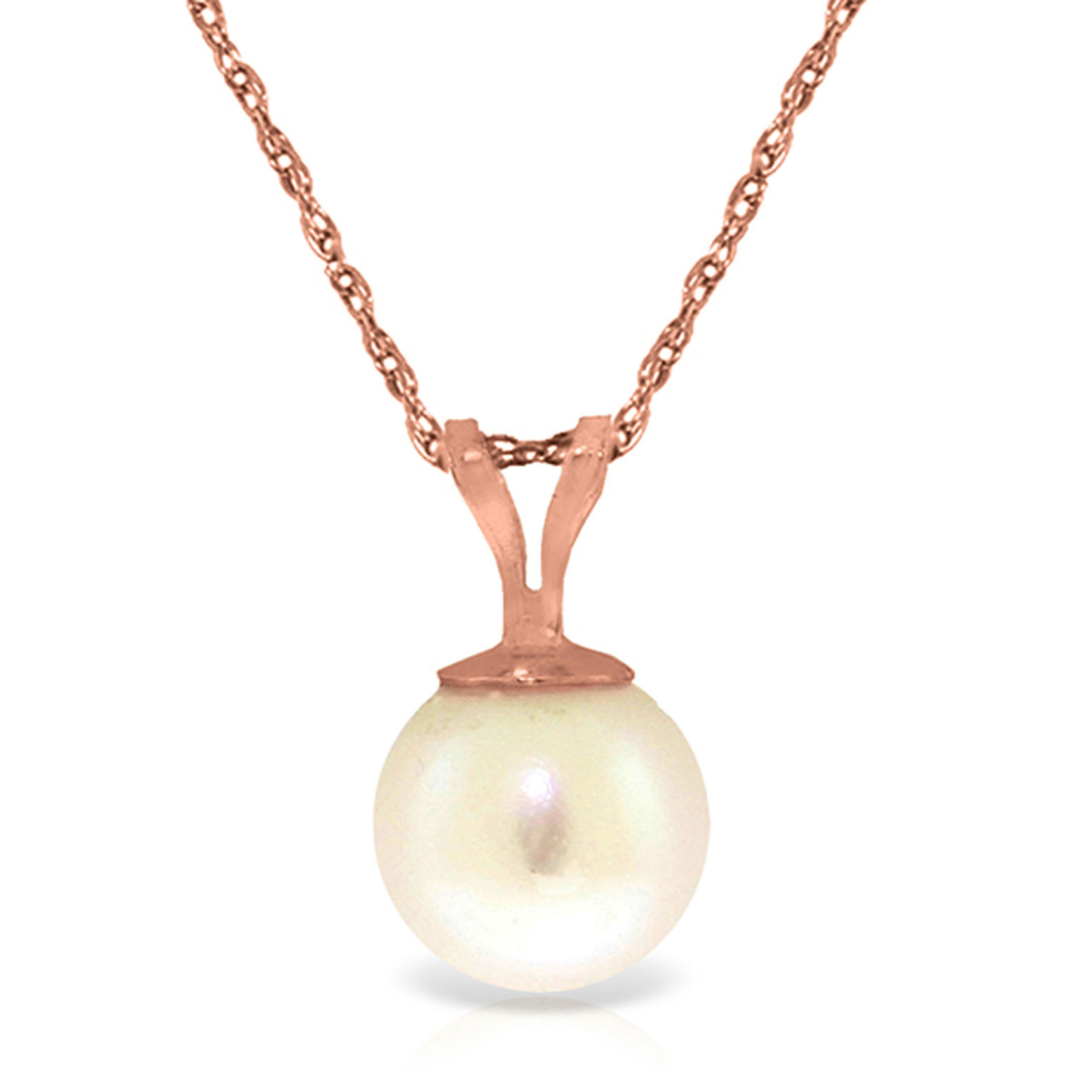 14K Solid Rose Gold Necklace with Natural pearl