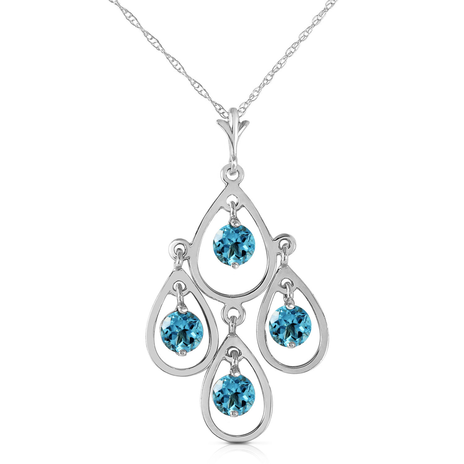 1.2 CTW 14K Solid White Gold Call The Tune Blue Topaz Necklace