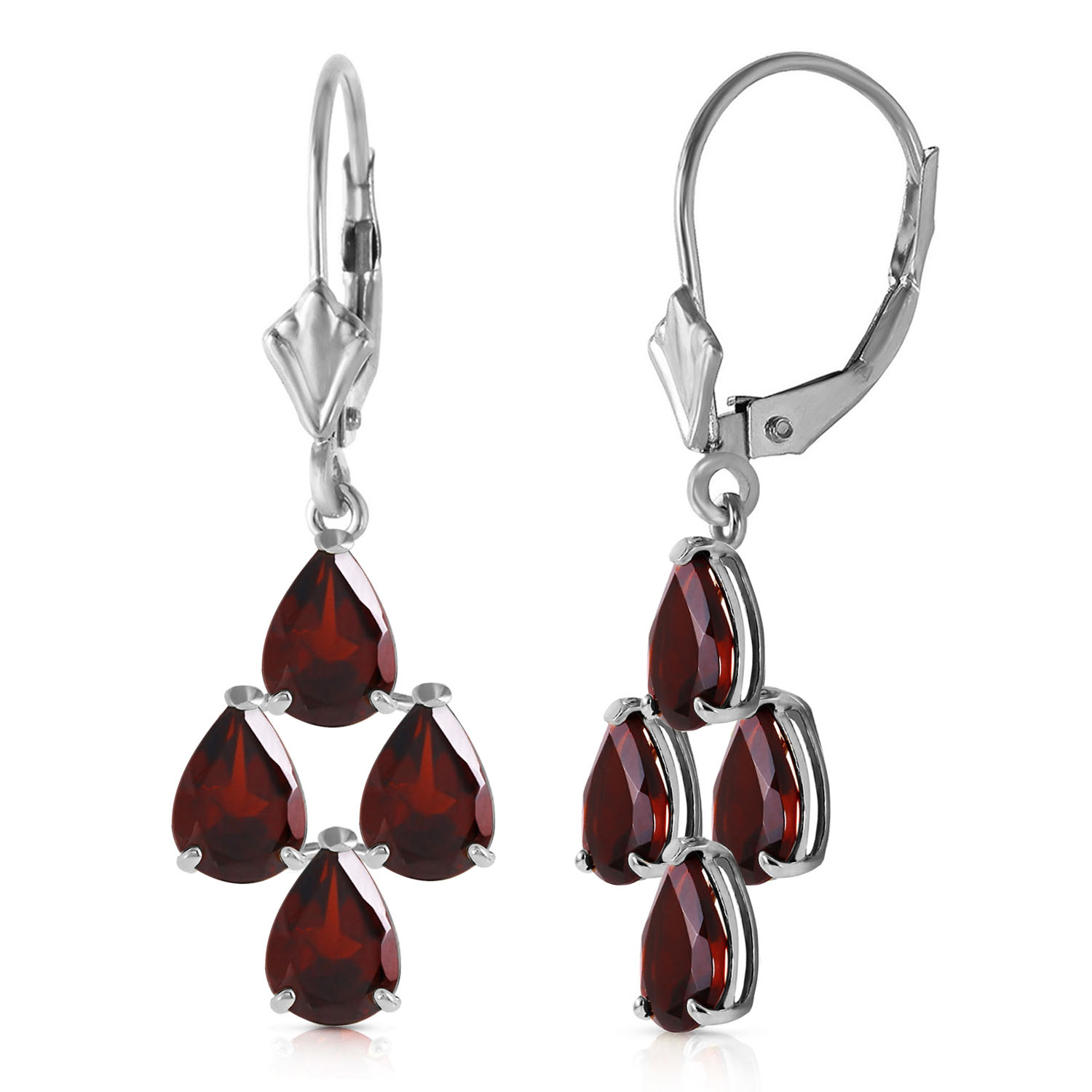 4.5 CTW 14K Solid White Gold Walk Boldly Garnet Earrings