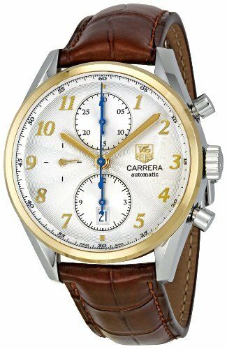 TAG HEUER CARRERA CAS2150.FC6291 CHRONOGRAPH 18K GOLD BROWN LEATHER WATCH