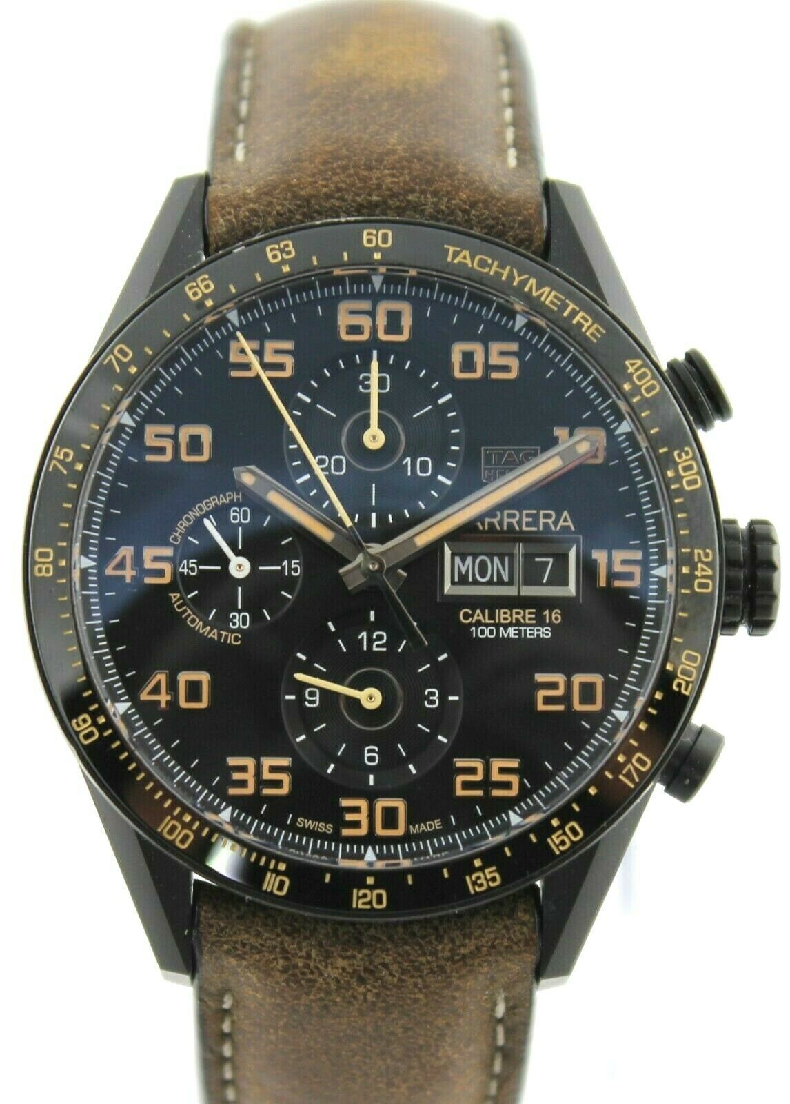 TAG HEUER CARRERA CV2A84.FC6394 LIMITED EDITION 43MM MEN AUTOMATIC LEATHER WATCH