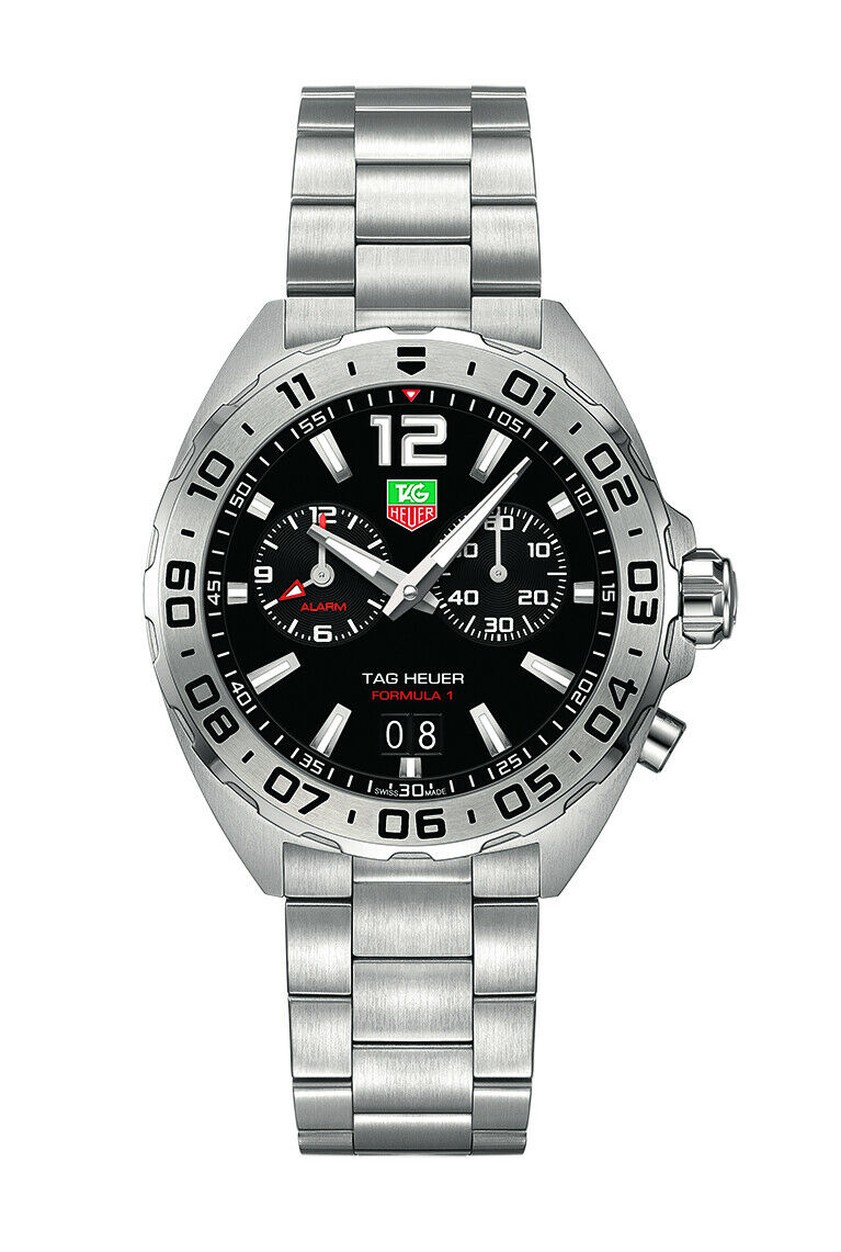 TAG HEUER FORMULA 1 WAZ111A.BA0875  ALARM QUARTZ SILVER STEEL MENS SPORTS WATCH